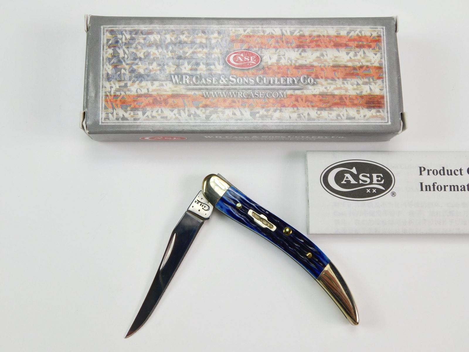 2014 Case XX Tested 610096 SS Tiny Toothpick Folding Knife: US 2014 Case XX Tested 610096 SS Tiny Toothpick Blue Folding Pocket Knife with Box. New old stock. Measurements are pictured.