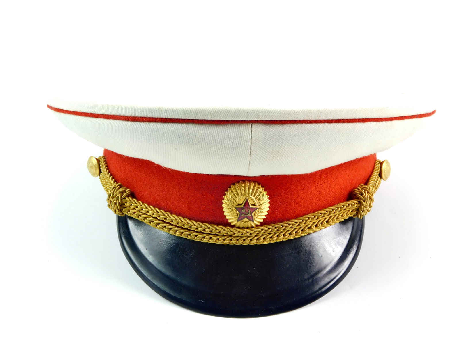 Soviet Russian USSR M 1955 Marshal General Visor Hat: Vintage Soviet Russian Model 1955 Marshal General Summer Visor Hat. Hat size marked :59