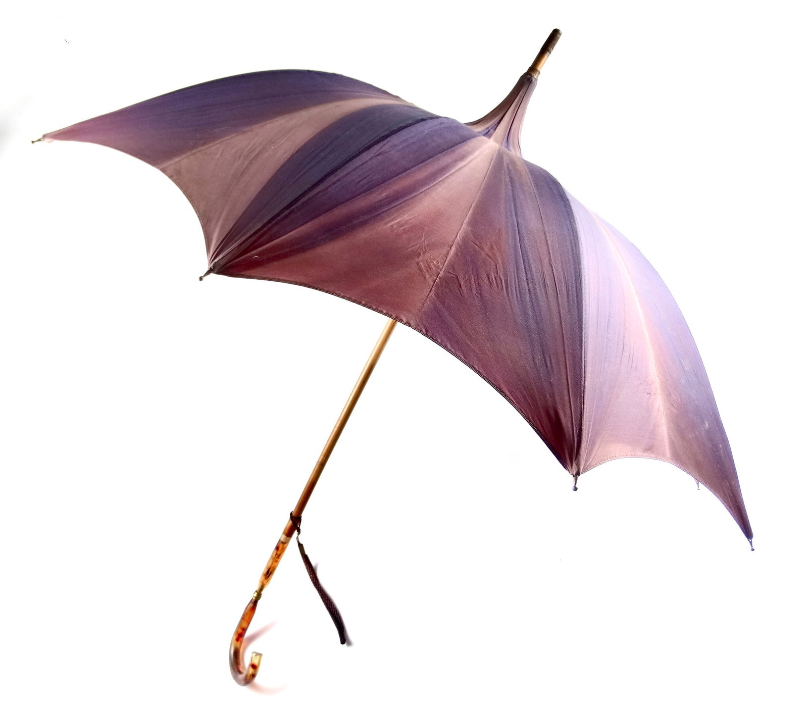 Vintage 1940s Parasol Umbrella Wood Shaft Lucite Handle by G.I. Acetate: Vintage 1940s Parasol Umbrella. The size is approx. 30 in diameter and 34 in tip of the parasol to the tip of the handle. Condition is pictured.