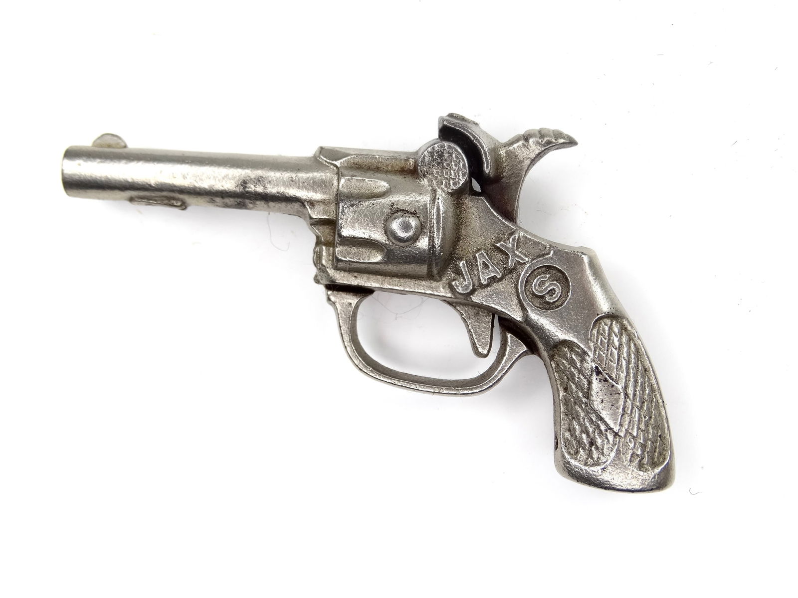 Vintage US Jax Mini Toy Cap Gun Pistol Single Action Revolver Cowboy: Vintage US Jax Mini Toy Cap GunIt's not my area of expertise but I think everything works correctly. No international shipping.