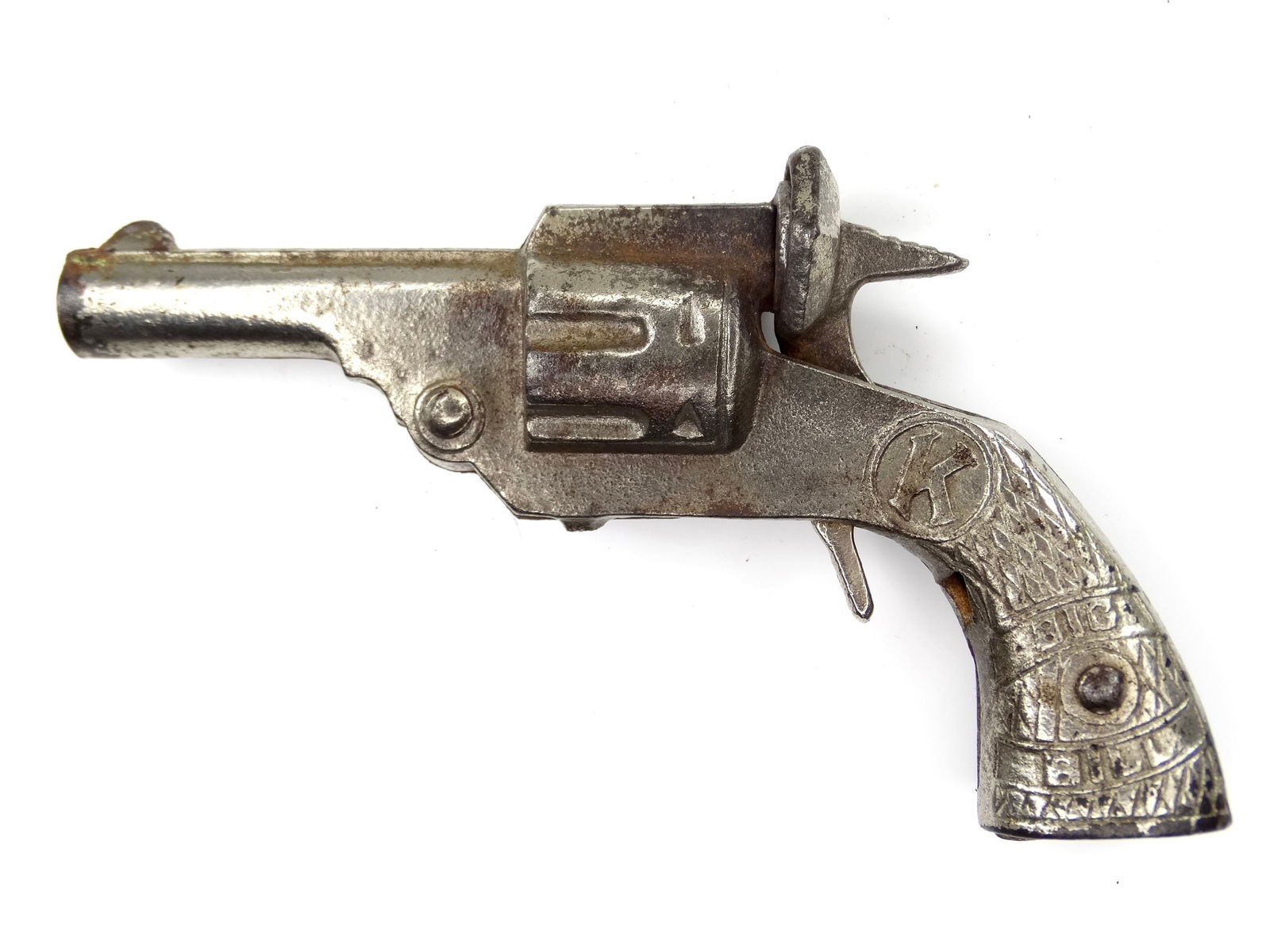 Vintage US Big Bill Toy Cap Gun Pistol Single Action Revolver Western Cowboy: Vintage US "K" Big Bill Toy Cap GunIt's not my area of expertise but I think everything works correctly. No international shipping.