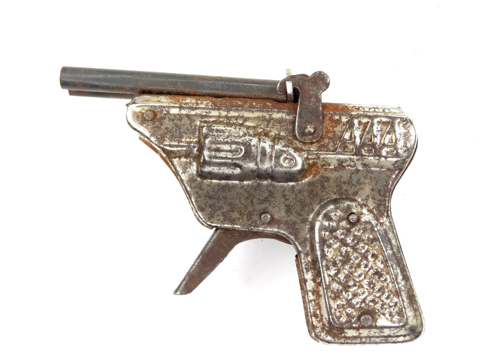 Vintage 1950's Japanese Japan Double Barrel "AAA" Toy Cap Gun Pistol Revolver: Vintage Japanese Double Barrel "AAA" Toy Cap GunIt's not my area of expertise but I think everything works correctly. No international shipping.