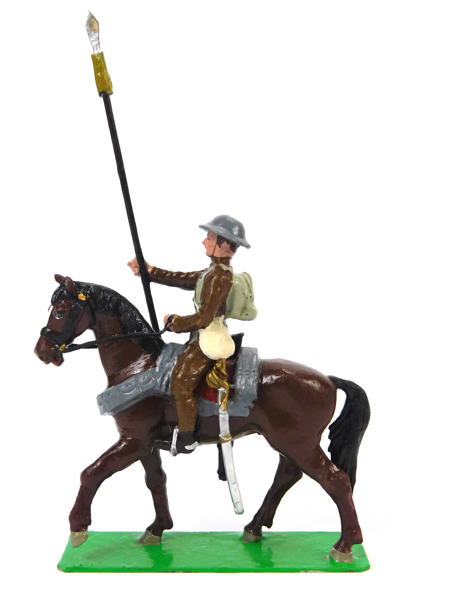 1971 British Painted Toy Soldier Figurine Britains LTD Horseback Rider w/ Spear A: Vintage 1971 British Painted Toy Soldier Figurine. Britains LTD, Horseback Rider with Spear.