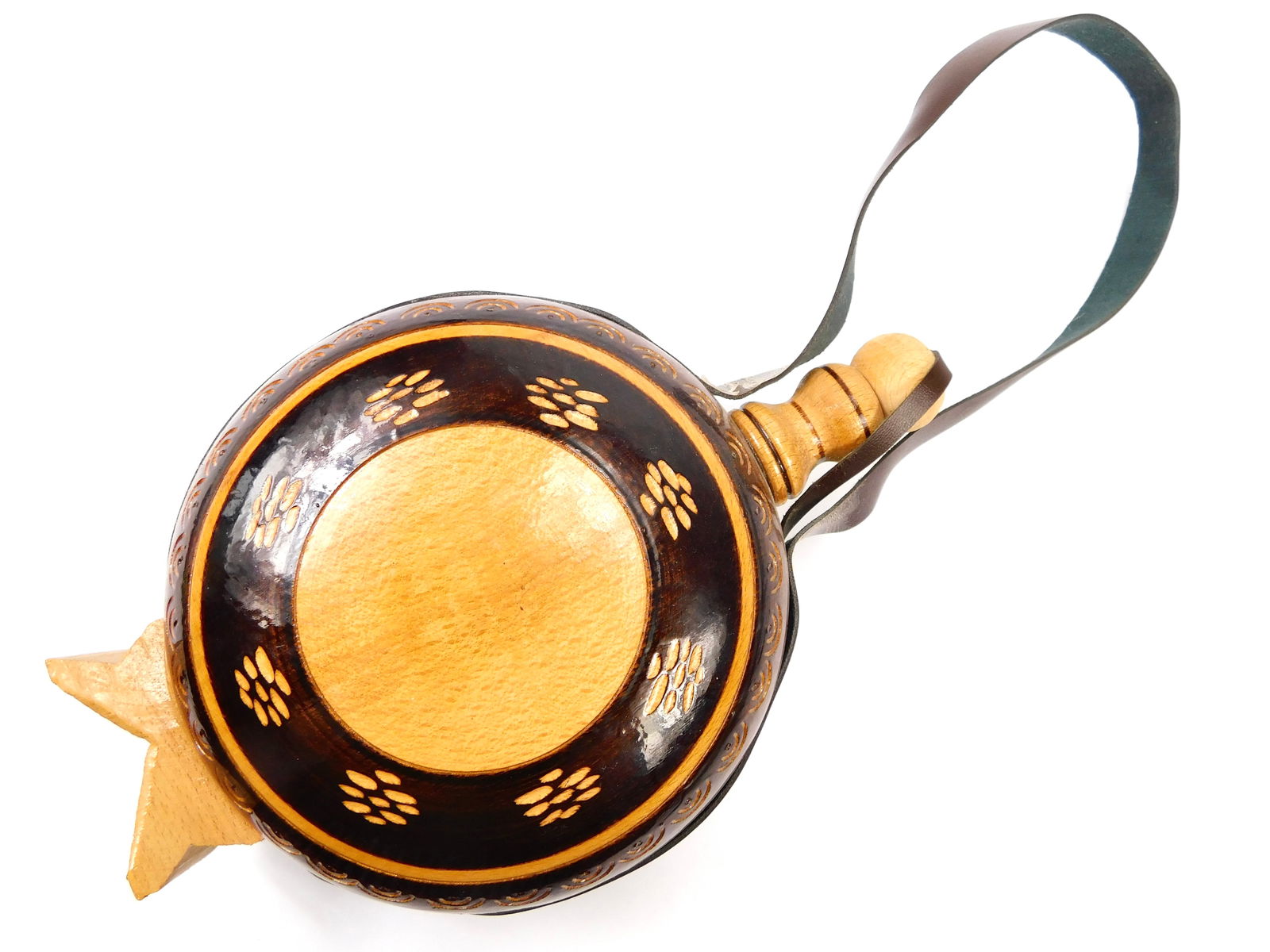 Vintage Hungarian Hungary Carved Wood Decorative Canteen Flask Folk Art: Vintage Hungarian Carved Wood Decorative Canteen