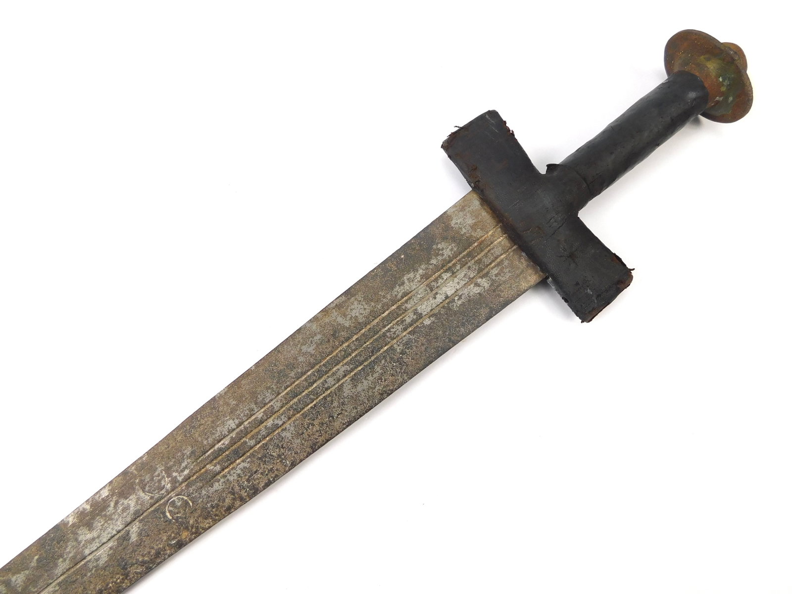 Antique African Africa 19 Century Large & Heavy Sword: Antique African 19 Century Large & Heavy Sword. No scabbard. Solid, no loose parts. 38 1/4" total length. The blade is 32 1/2".