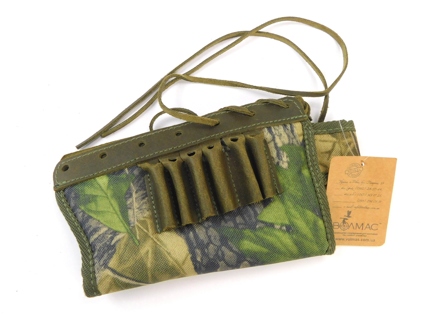 Canvas Leather Buttstock Ammo Pouch Holder for 6 bullets New: Canvas and Leather Buttstock Ammo Pouch for 6 bullets. New with tags. Made in Europe. Caliber : 30-06; 30-30; 7.62; 308 Marlin; 308/7.62 NATO; 7mm. 8mm. 9mm.