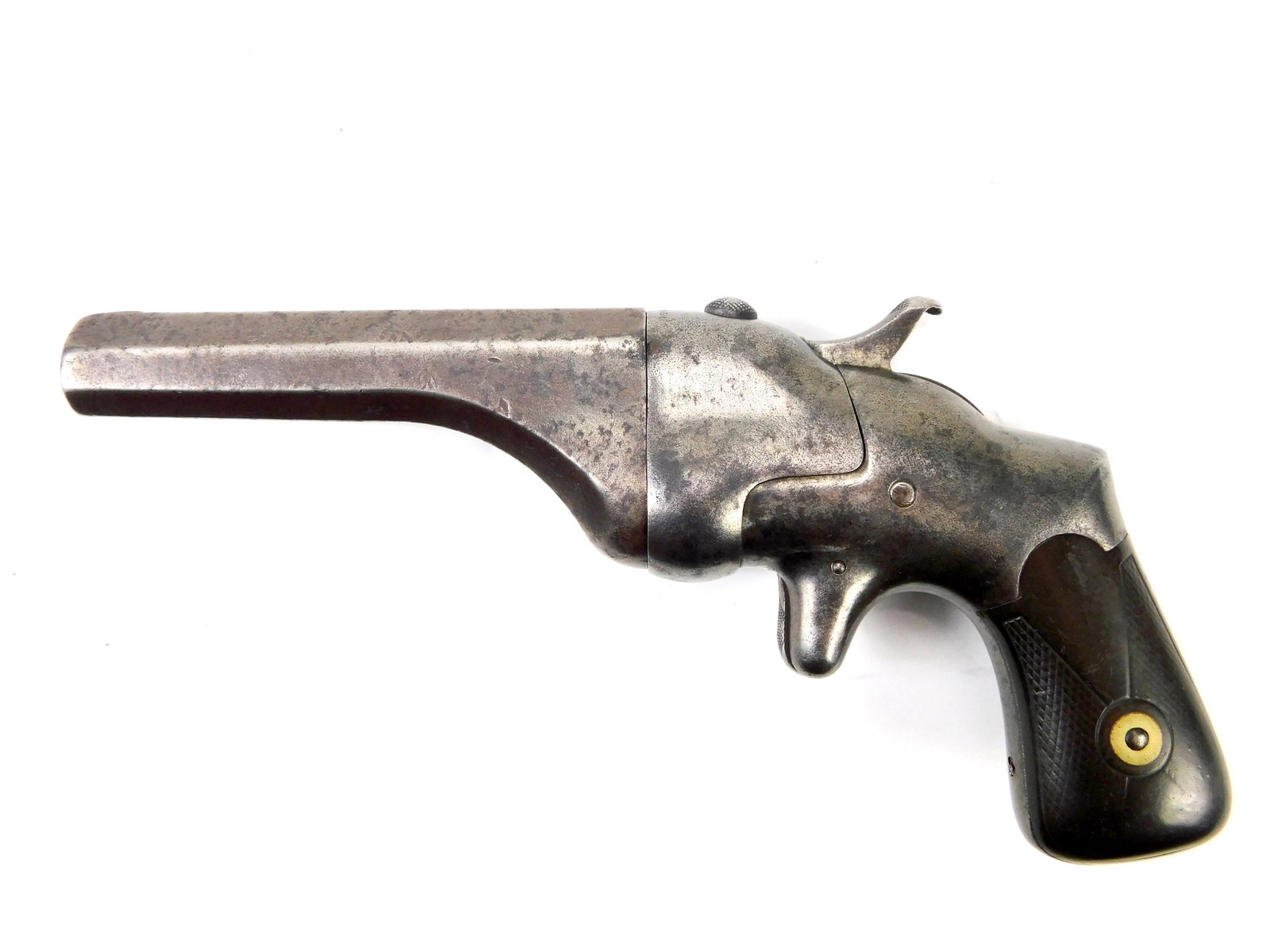 Antique 19 Century US Civil War Connecticut Arms Co. Pistol Handgun: US Civil War Connecticut Arms Co. Pistol. Mechanically good. Action is a bit loose when closed. Dark bore. FFL is now required to ship antique guns to New York and New Jersey.