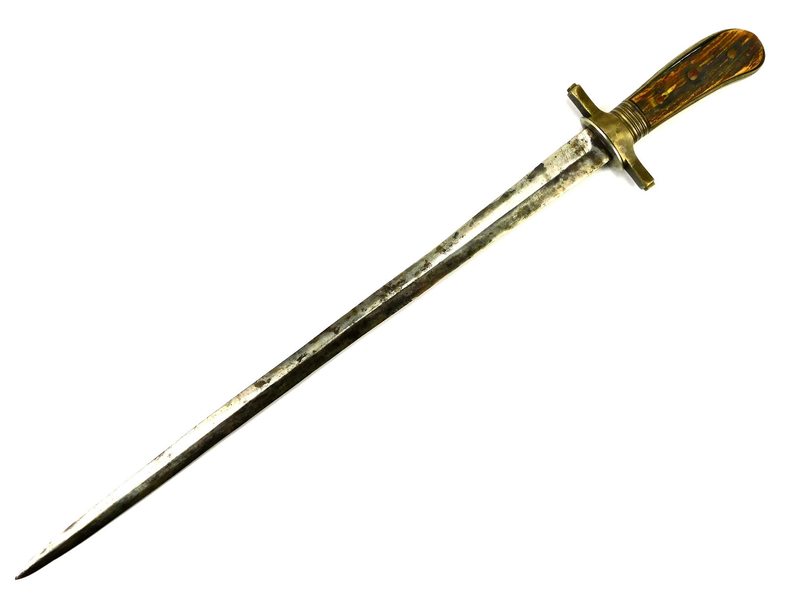 German Germany French France Antique 19 Century Hunting Stag Sword Dagger: German or French 19 Century Hunting Sword. No scabbard. Solid. 24 1/8" long with 19 1/4" blade.