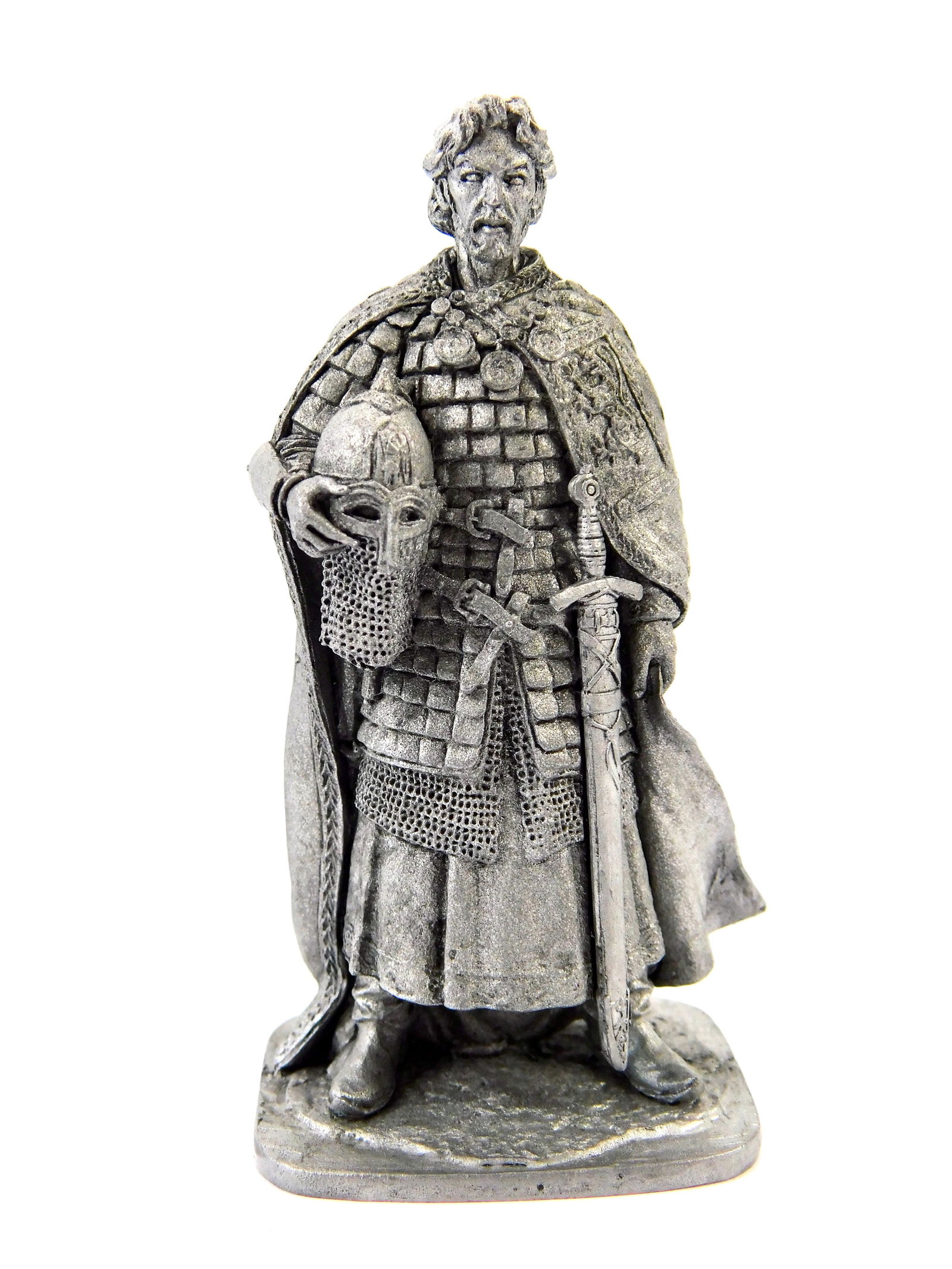 1970 European EK Castings Unpainted Tin Toy Soldier Russian Prince Alexander Nevsky: Vintage 1970s European EK Castings Unpainted 1:32 Scale Tin Toy Soldier Model M278, Russian Prince Alexander Yaroslavovich Nevsky (1220-1263), marked on the top and bottom.