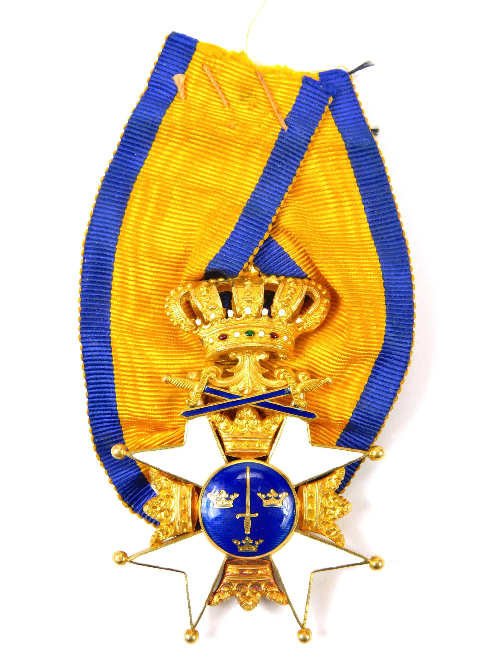Sweden Swedish Enameled Gold Royal Order of Sword Cross Medal Award: Swedish Enameled Gold The Royal Order of the Sword. LiveAuctioneers is currently displaying only their own expensive shipping options. However, we offer reasonably priced in-house shipping on most ite