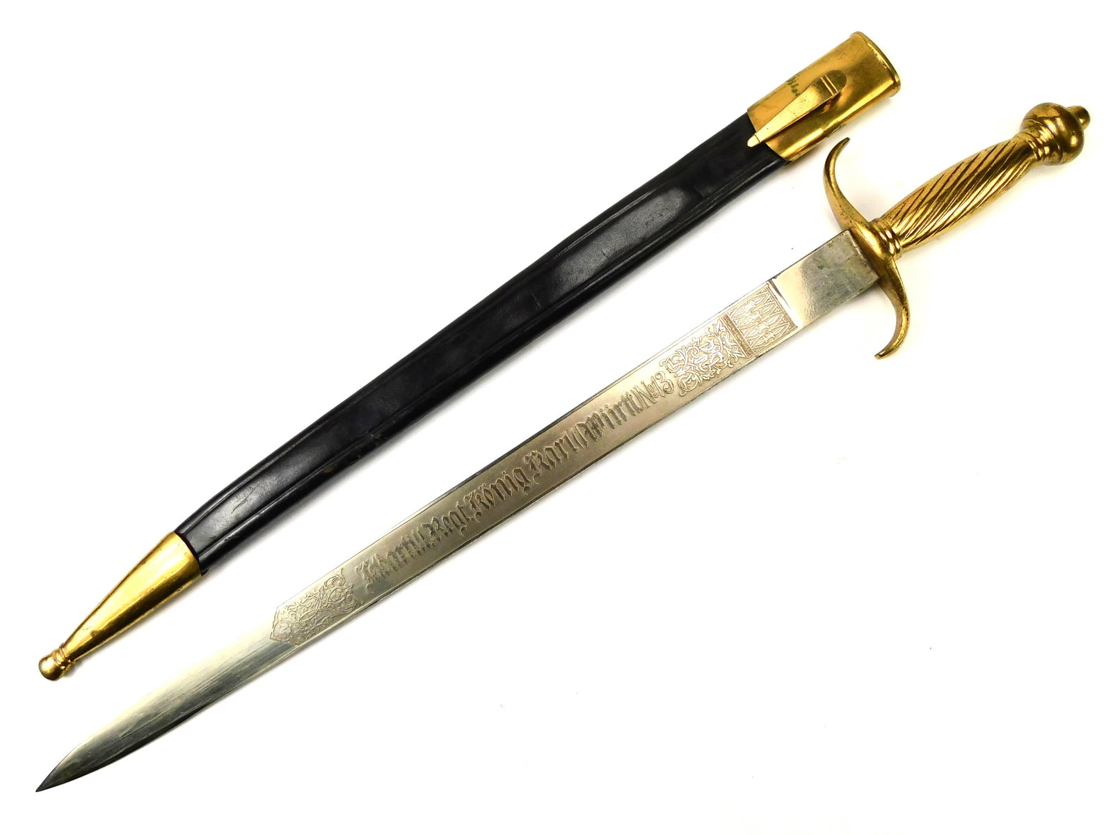RARE Antique WW1 German Germany Regimental Engraved Short Sword: RARE German WW1 Regimental Engraved Short Sword with Scabbard. Solid, no loose parts. 24 1/4" total length. The blade is 19 1/2". LiveAuctioneers is currently displaying only their own expensive shipp