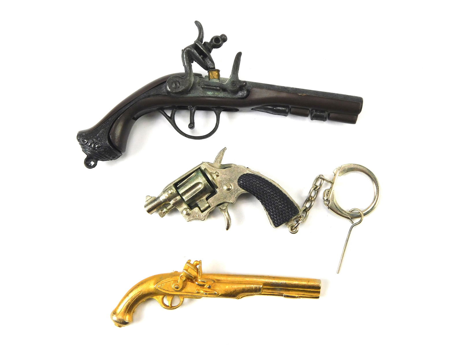 Vintage Set 3 Miniature Pistol Revolver Antique Flintlock Gun Washington: Vintage Set of 3 Miniature Pistols