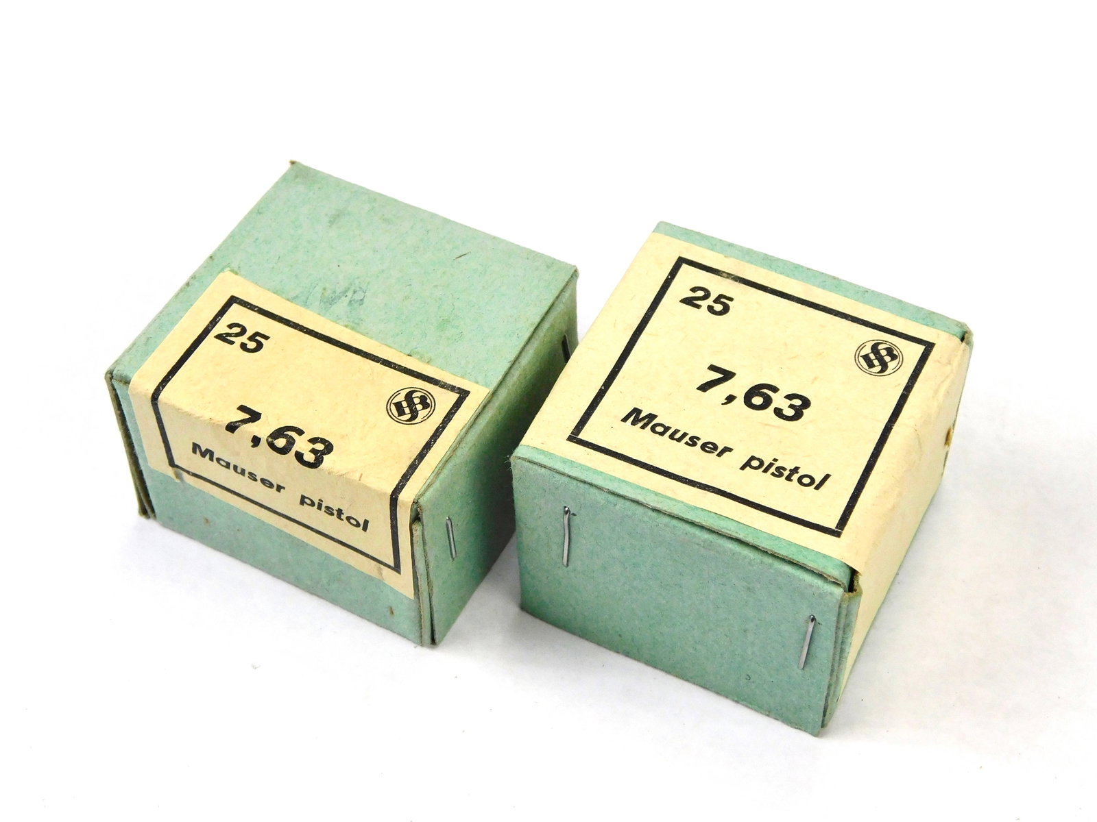 Vintage German Mauser C96 Broomhandle Pistol 7.63 50 Rounds Ammo Pack: Vintage German Mauser C96 Broomhandle Pistol 7.63 50 Rounds (2x25) Ammo Pack, sealed. Any surplus ammunition is sold as collectible ammunition. It is your responsibility to use due diligence to inspec