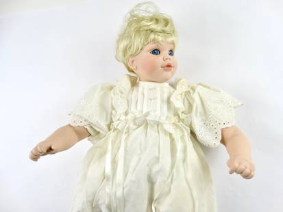 Vintage Goebel Limited Edition 1995 Porcelain Doll By Betty Ball Signed #689\2500: The Vintage Goebel Limited Edition Porcelain Doll is a collectible item designed by Betty Ball. This doll is made of high-quality porcelain, which gives it a delicate and lifelike appearance. Goebel i