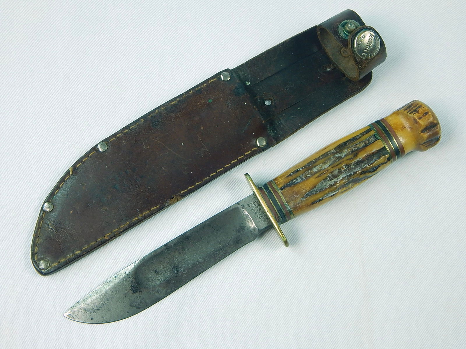 US WW2 Marbles Hunting Bowie Knife: US WW2 Period Marbles Hunting Bowie Knife with Original Sheath. Solid. Stag handle. 8 5/8" long with 4 5/8" blade. LiveAuctioneers is currently displaying only it's own expensive shipping options. How
