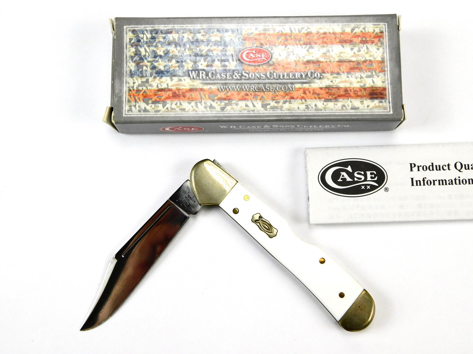 US 2014 Case XX Tested 41749L Mini Copperlock White Folding Pocket Knife: US 2014 Case XX Tested 41749L Mini Copperlock White Folding Pocket Knife. New old stock. Measurements are pictured. LiveAuctioneers is currently displaying only its own expensive shipping options. How