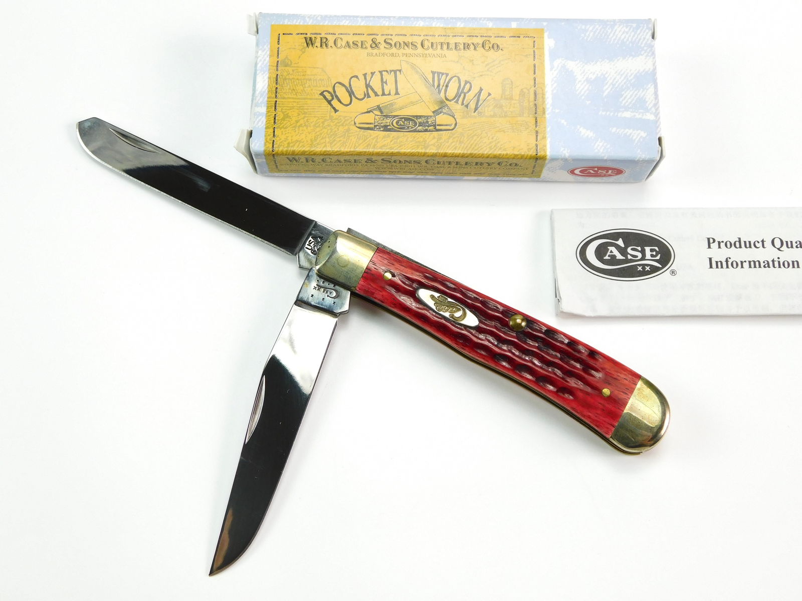 2013 Case XX Tested 6254 SS Trapper Old Red Folding Knife: US 2013 Case XX Tested 6254 SS Trapper Old Red Folding Pocket Knife with Box. New old stock. Measurements are pictured. LiveAuctioneers is currently displaying only it's own expensive shipping options