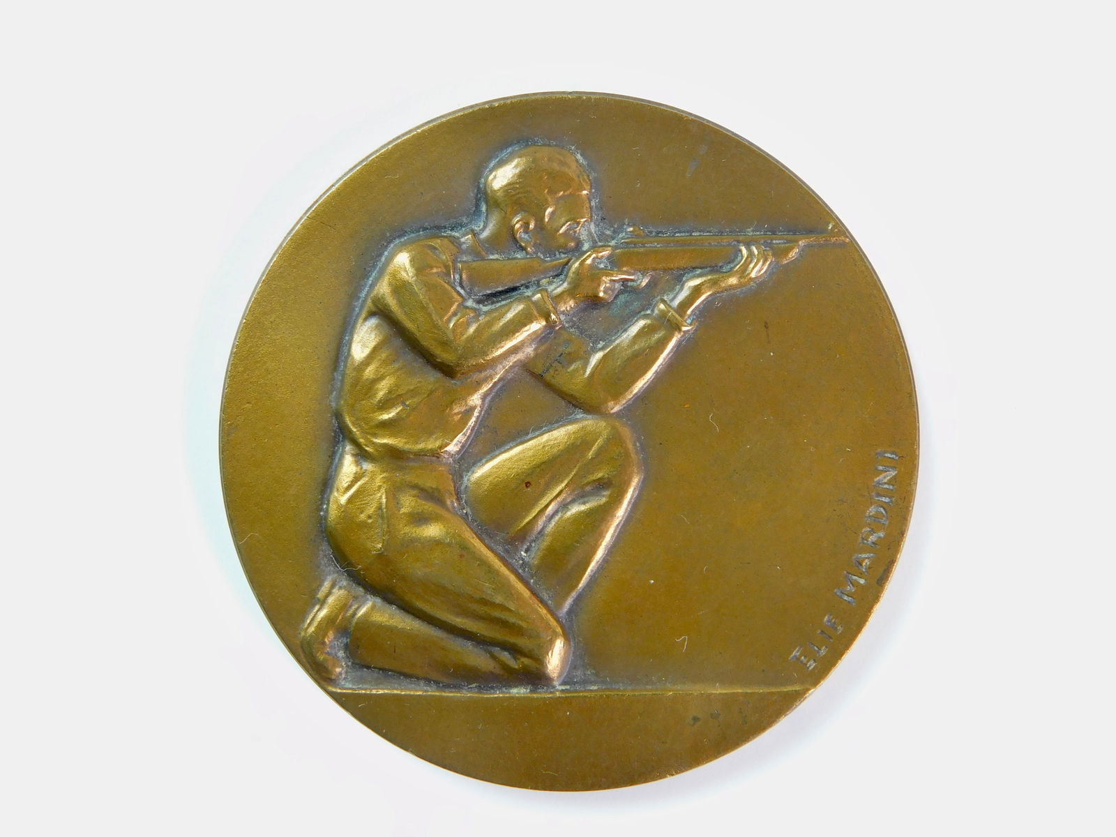 Vintage French Bronze Copper Shooter Sport Table Medal: Vintage French Bronze or Copper Shooter Table Medal. LiveAuctioneers is currently displaying only it's own expensive shipping options. However, we offer reasonably priced in-house shipping on most ite
