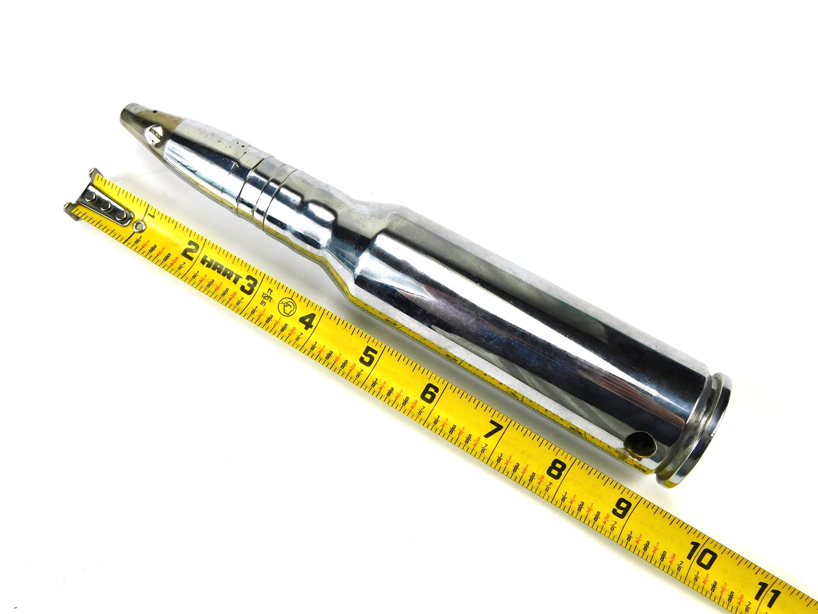 Japanese Japan WW2 Trench Art Large Caliber Deactivated Shell Round: In-House Shipping. Japanese WW2 Trench Art Large Caliber Deactivated Shell Round. Nickel-plated.Any surplus ammunition is sold as collectible ammunition. It is your responsibility to use due diligence