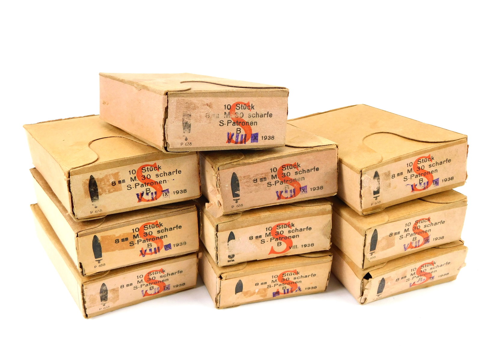 10 German Austrian WW2 Steyr Mannlicher 8 X 56 10 Round Ammo Box Clips: In-House Shipping. Set of 10 German Austrian WW2 Steyr Mannlicher 8 X 56 M95 10 Round Ammo Box with Clips. Any surplus ammunition is sold as collectible ammunition. It is your responsibility to use du
