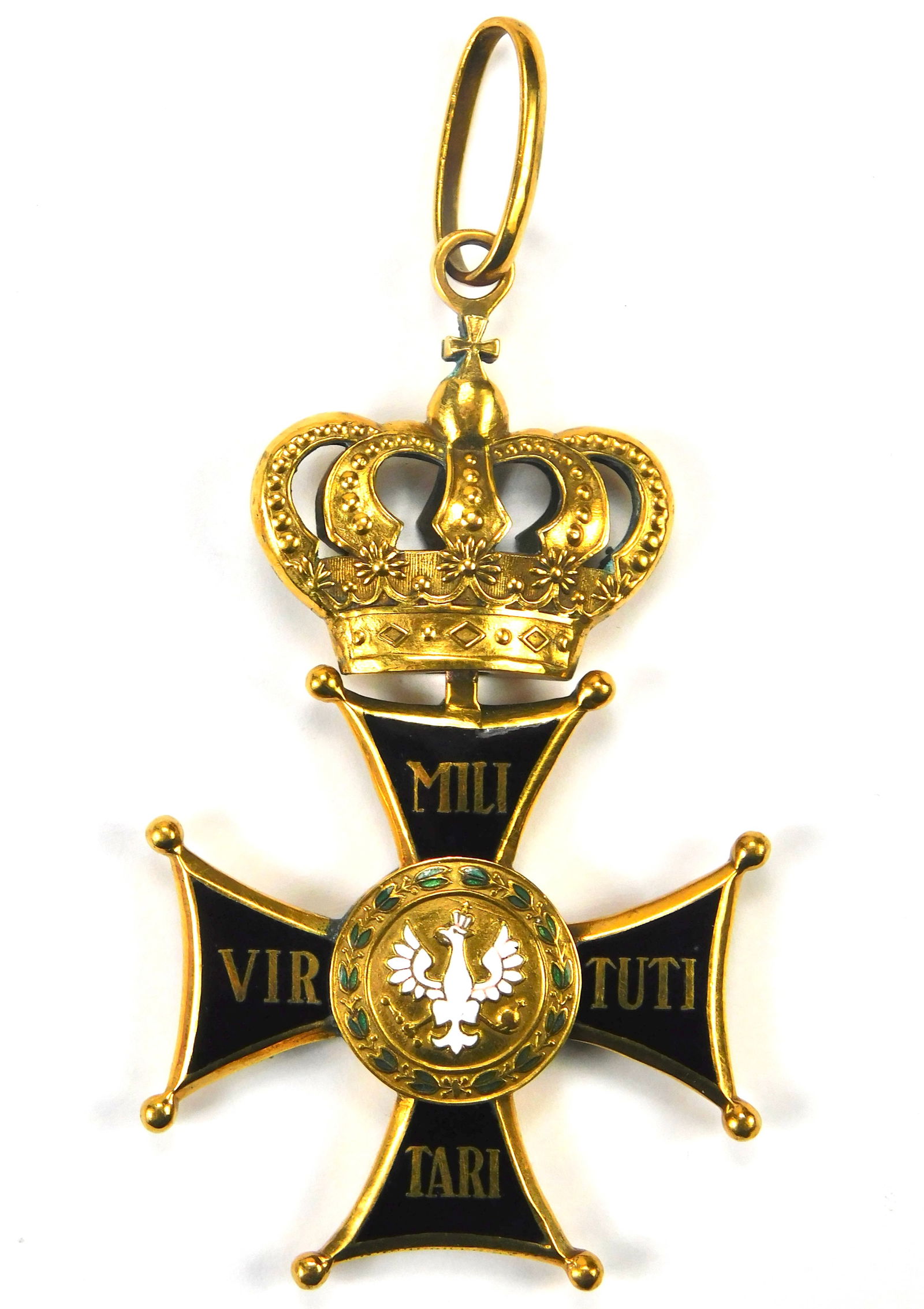 Polish Poland White Eagle Enamel Cross with Crown, Order of the Virtuti Militari (1 of 11)