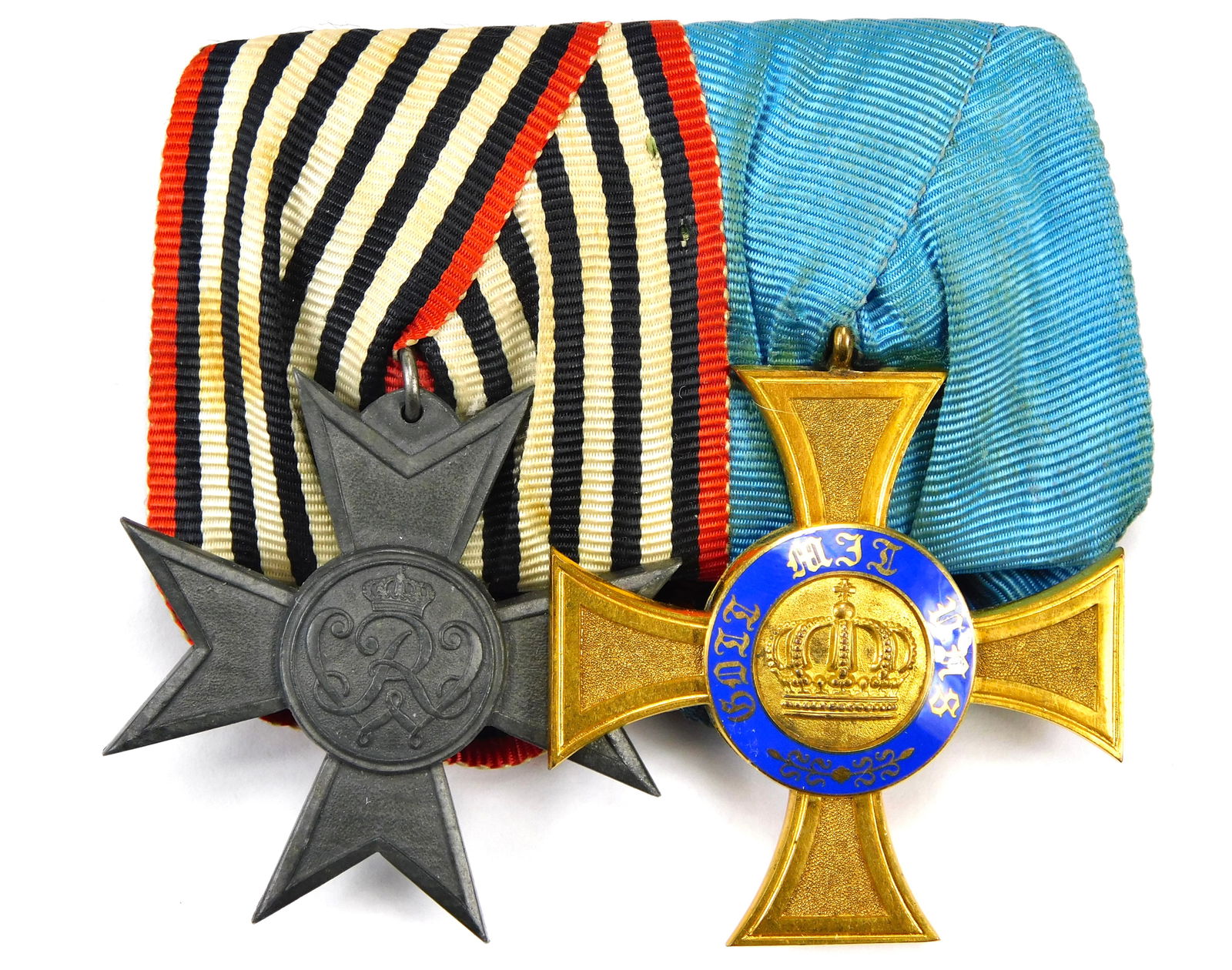 Prussian Imperial Mounted Medal Pair w/ Order of Crown 4 Class War Merit Cross (1 of 10)