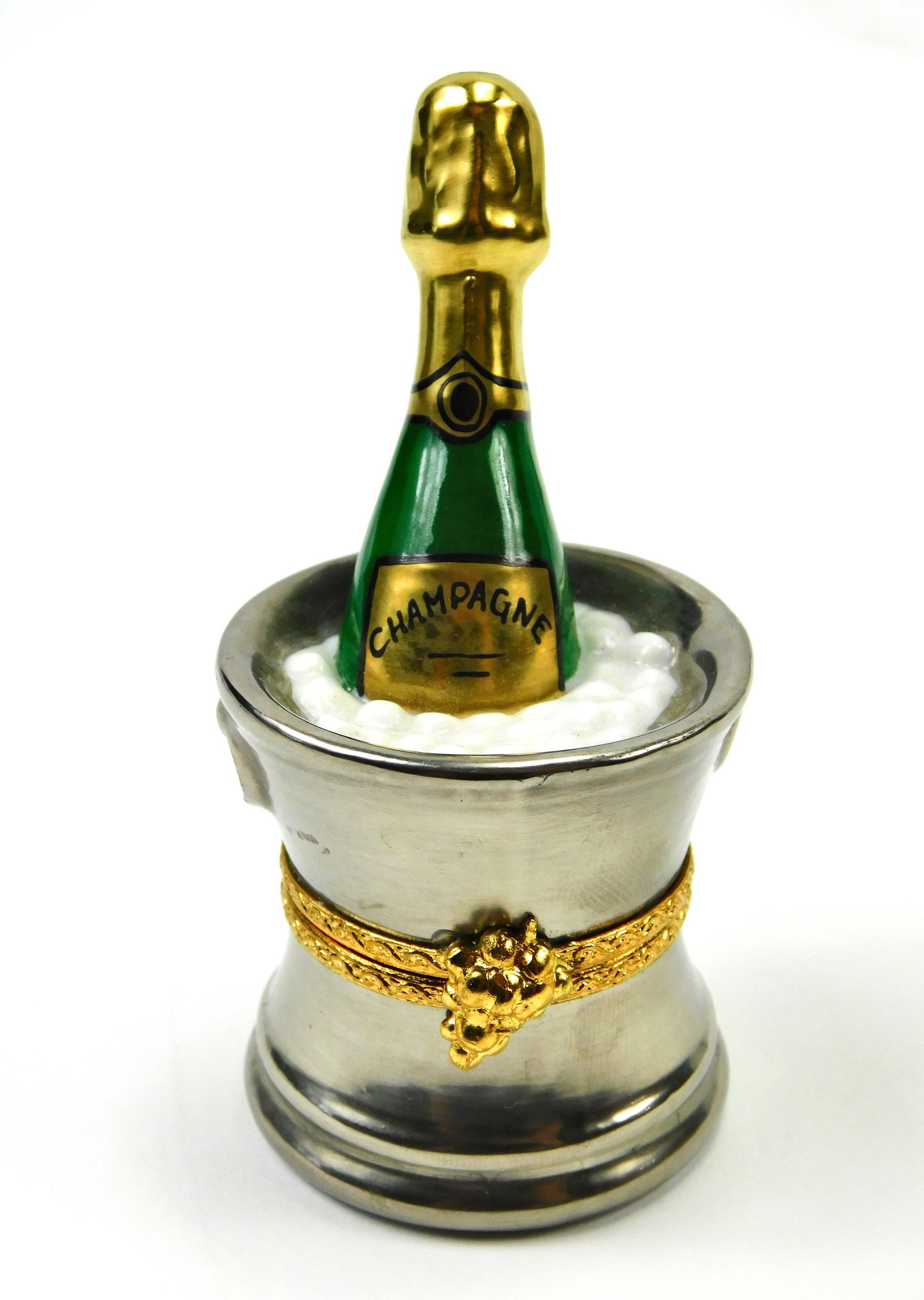 Rochard Limoges France Champagne Bottle Ice Bucket Porcelain Trinket Box (1 of 6)