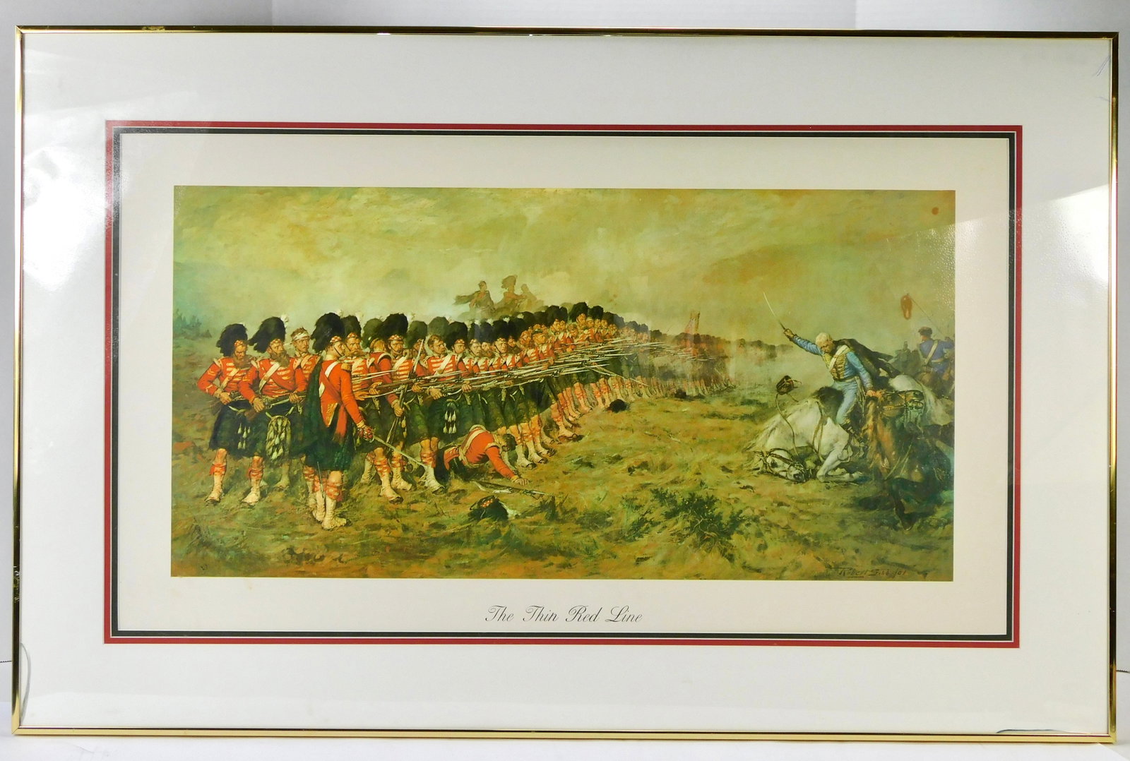 Framed Large Lithograph Print Thin Red Line Art by Robert Gibb 1881 (1 of 11)