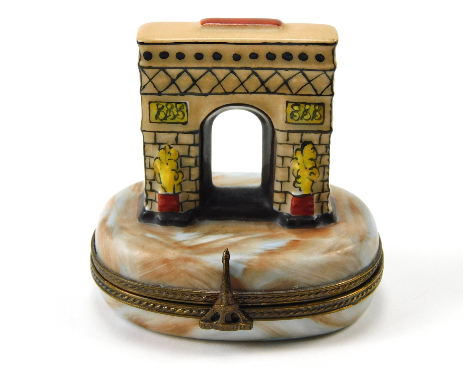 Limoges France Arc de Triomphe Paris Porcelain Trinket Box Eiffel Tower Clasp (1 of 6)