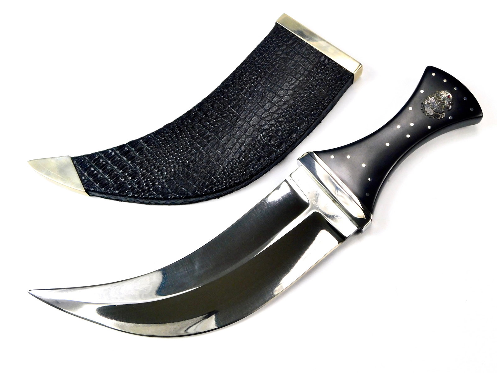 1980s Dante Gottage Custom Made Large Kukri Knife Silver Eagle Ruby (1 of 20)