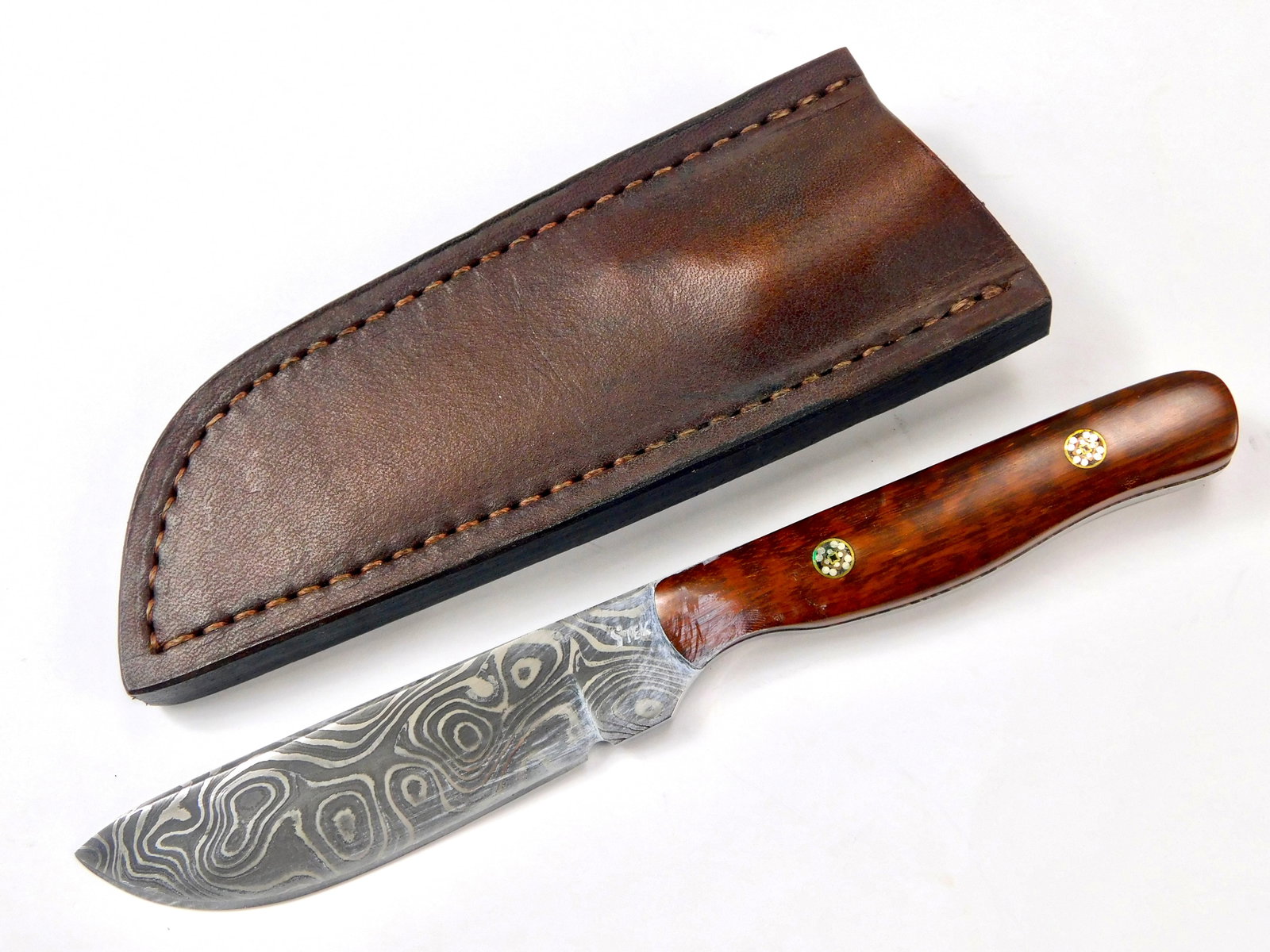 Custom-Made by Adam Stekatee Damascus Blade Small Hunting Knife (1 of 19)