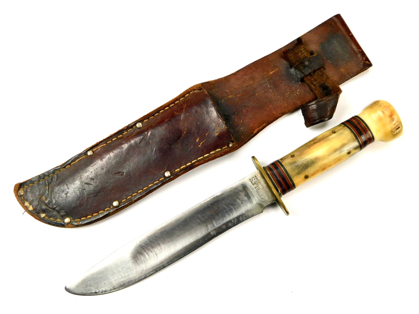 RARE 2 Line Stamp 4 Pins WW2 Marbles Gladstone Large Hunting Knife (1 of 18)