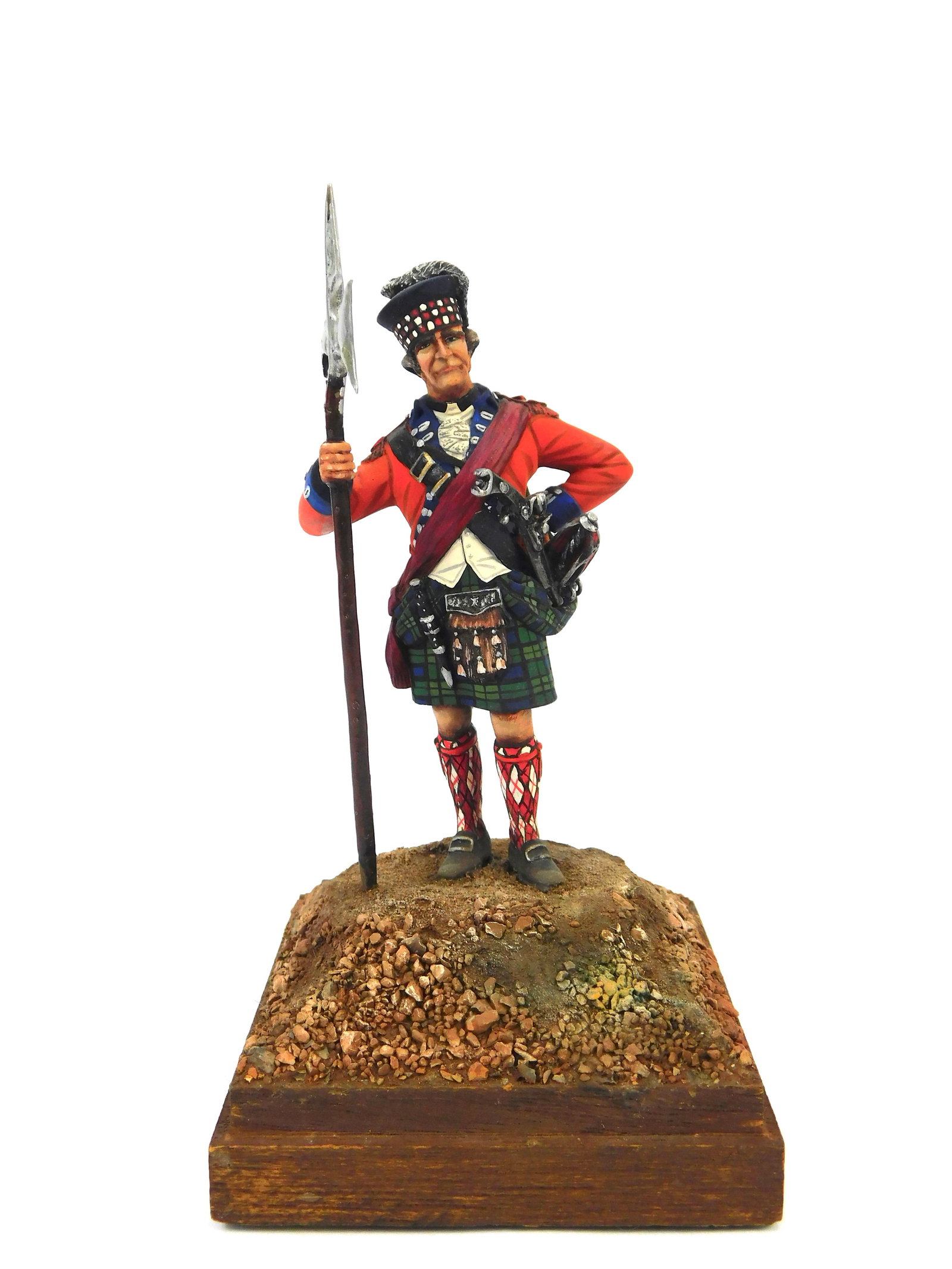 Vintage Large Metal Toy Soldier Figurine Napoleonic Scottish Highlander Waterloo 1812 Miniature: In-House Shipping. Vintage Colored Painted Large Metal Toy Soldier Figurine, Napoleonic Scottish Highlander of the 92nd Regiment, Waterloo, 1812.
