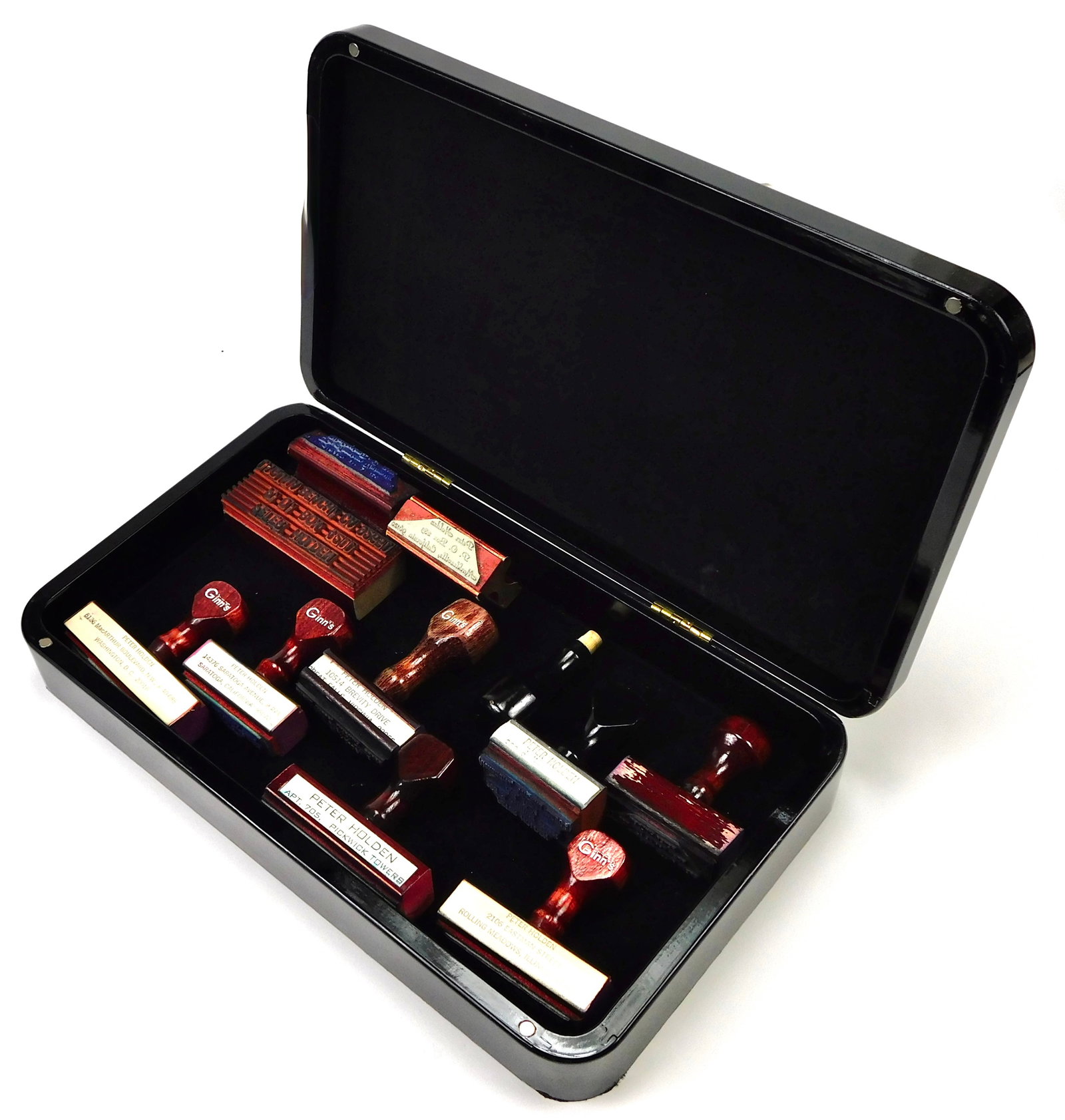 Vintage World Map Executive Desk Box with Personalized Rubber Stamp Collection (1 of 6)