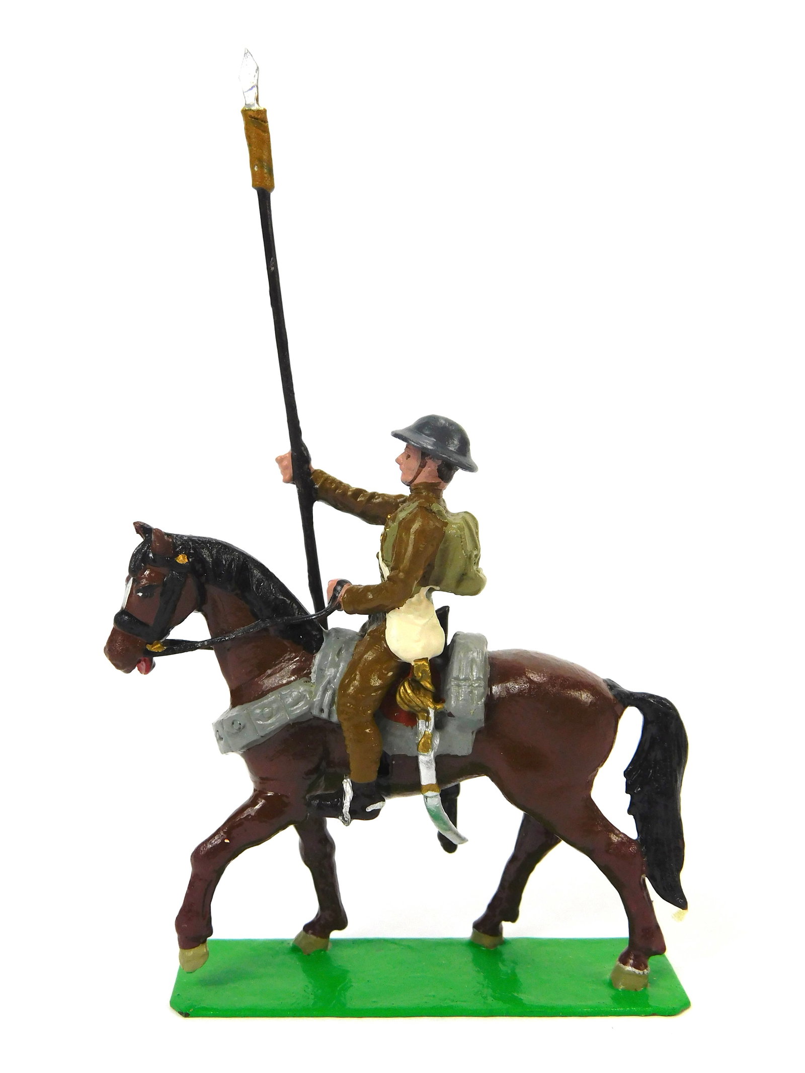 1971 British Painted Toy Soldier Figurine Britains LTD Horseback Rider w/ Spear B: Vintage 1971 British Painted Toy Soldier Figurine. Britains LTD, Horseback Rider with Spear.