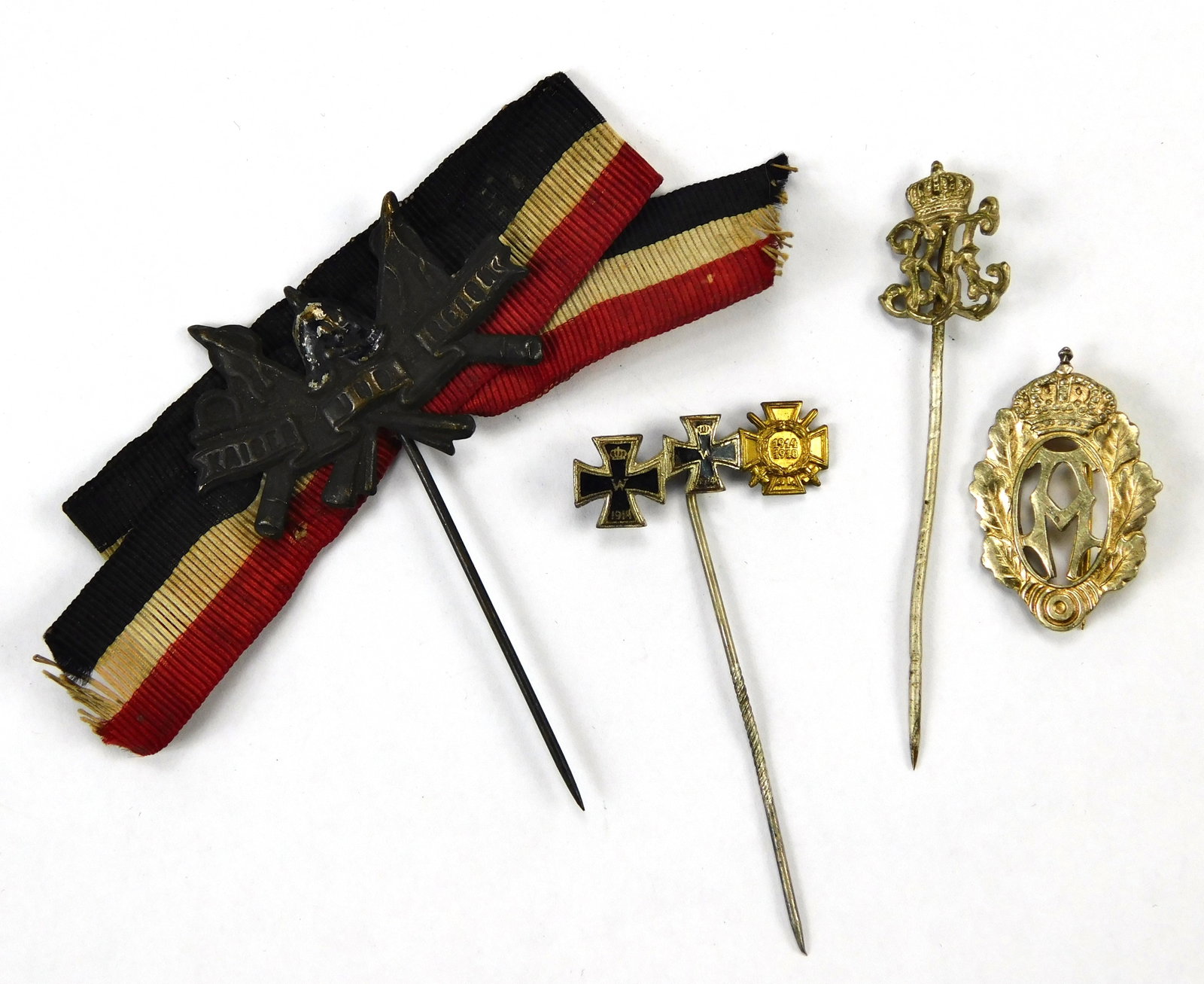 Antique German Austrian WW1 Set of 4 Mini Medal Stick Pin Badge Award: In-House Shipping. German or Austrian WW1 Set of 4 Medals.