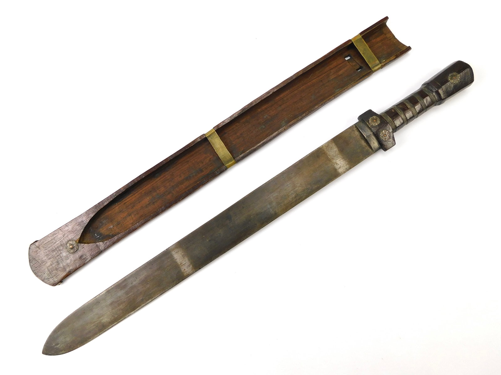 Antique 19 Century Chinese China Bhutan Bhutanese Sword w/ Scabbard (1 of 15)