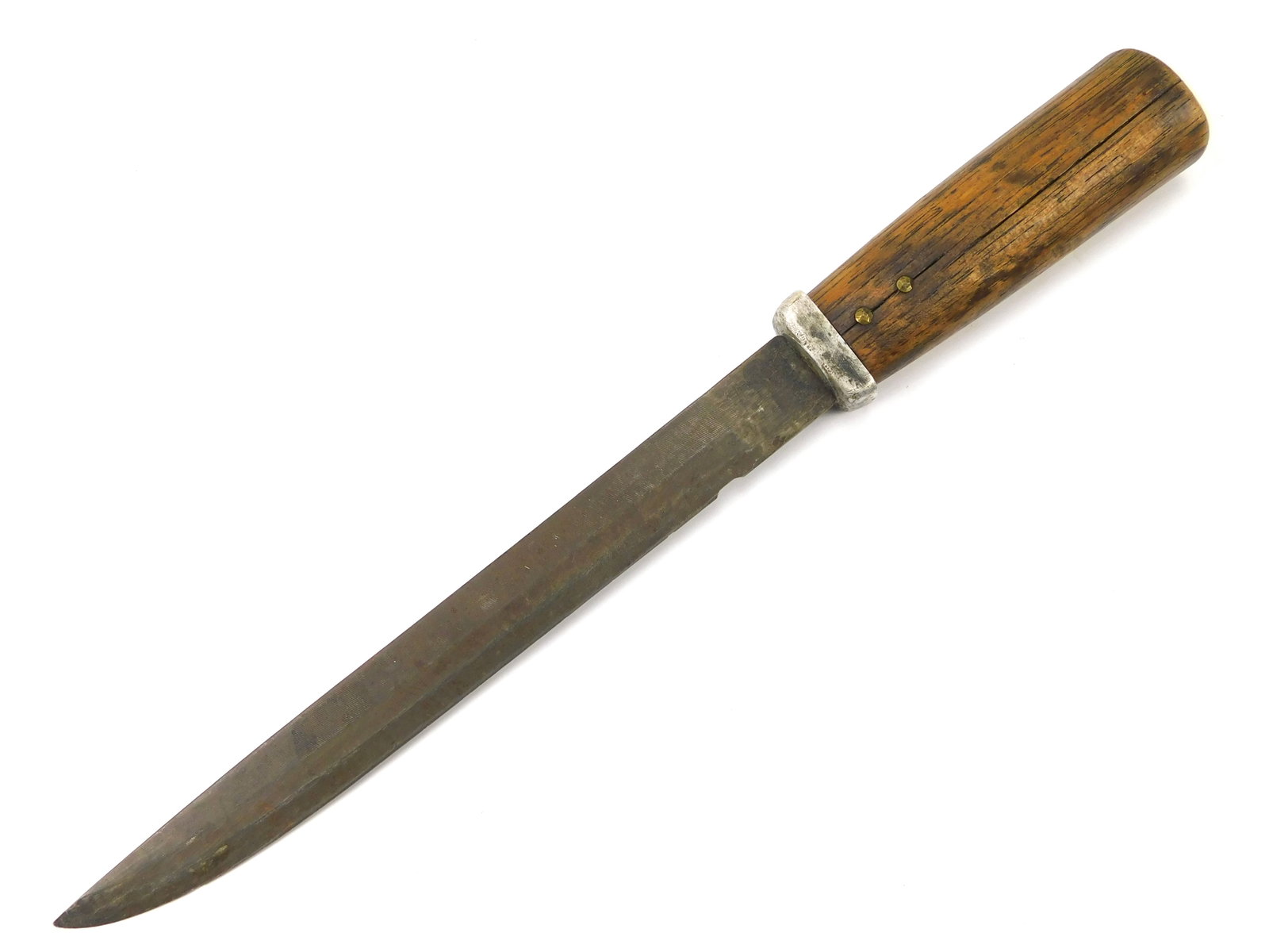 US Vintage Custom Handmade from File Theater Fighting Knife: US Vintage Custom Hand Made from File THEATER Fighting Knife. No sheath. 14 3/4" total length. The blade is 10".