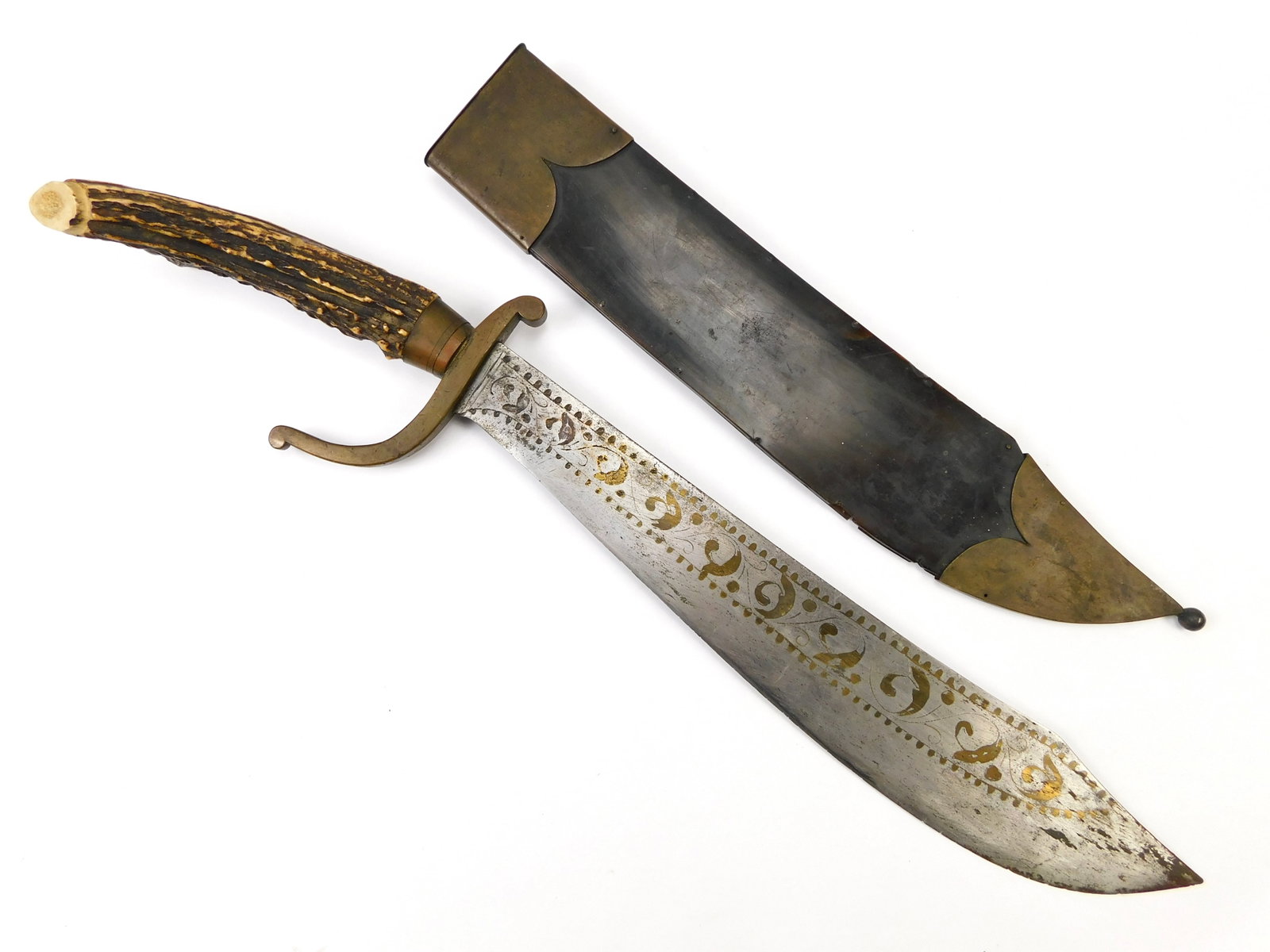 Antique 19 Century Indonesian Indonesia Gold Engraved Short Sword Knife (1 of 17)