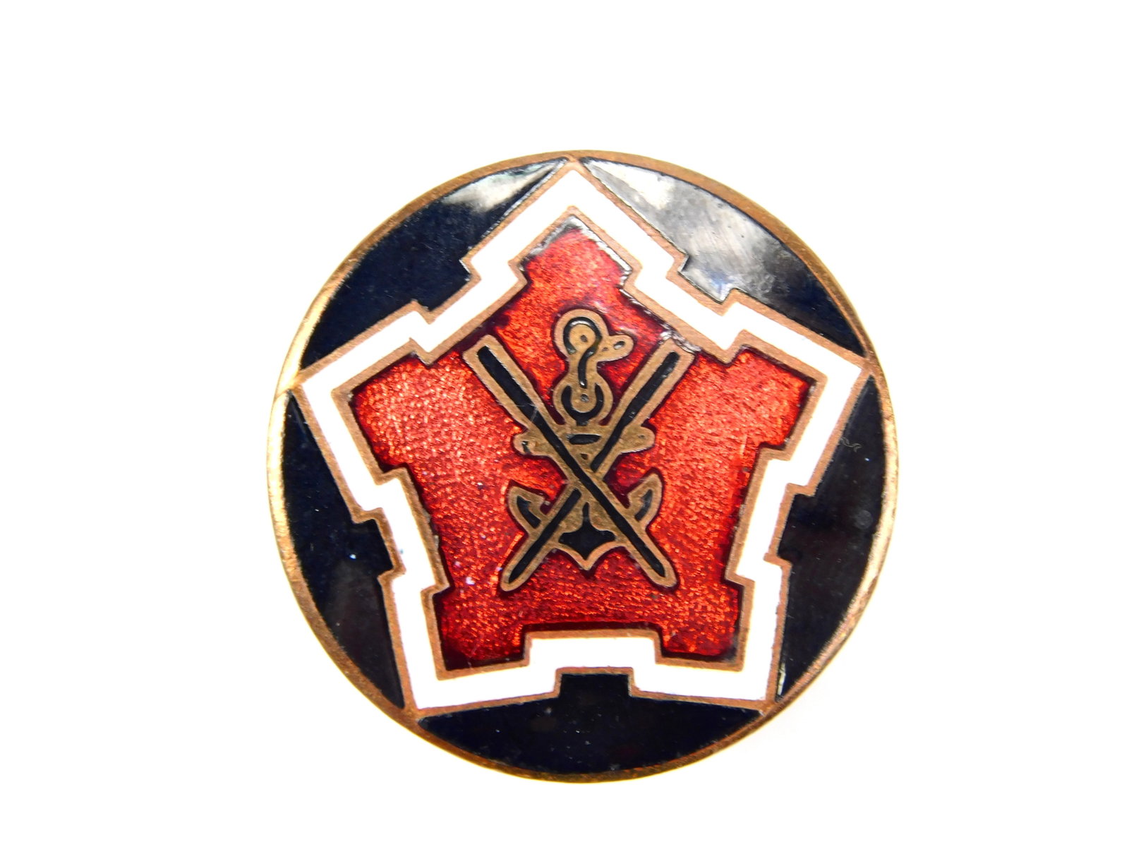 Vintage US Japanese or Korean Navy Army Military Regimental Enameled Pin Badge (1 of 3)