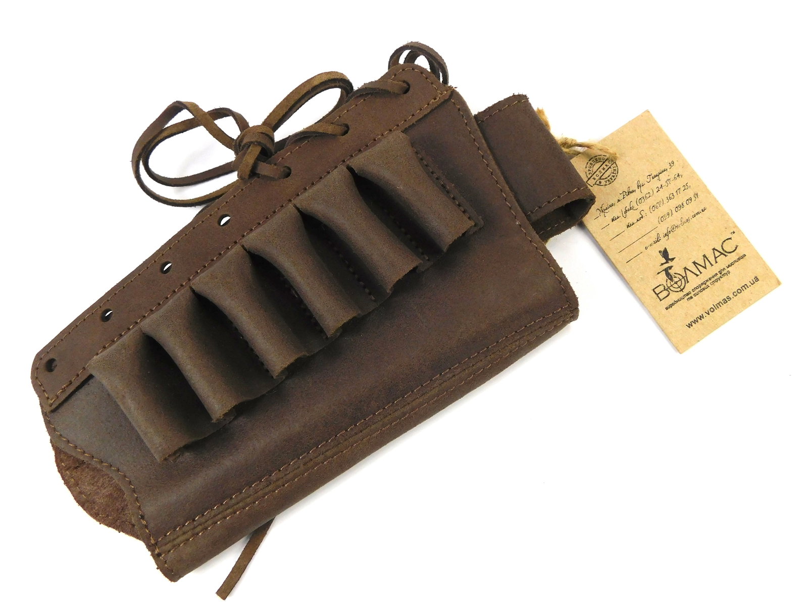 Brown Leather Buttstock Ammo Cartridge Pouch Holder for 6 bullets New (1 of 4)