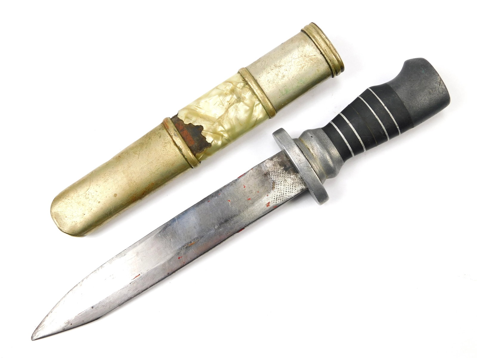 WW2 Bhutan China Chinese Theater Fighting Knife w/ Scabbard (1 of 16)