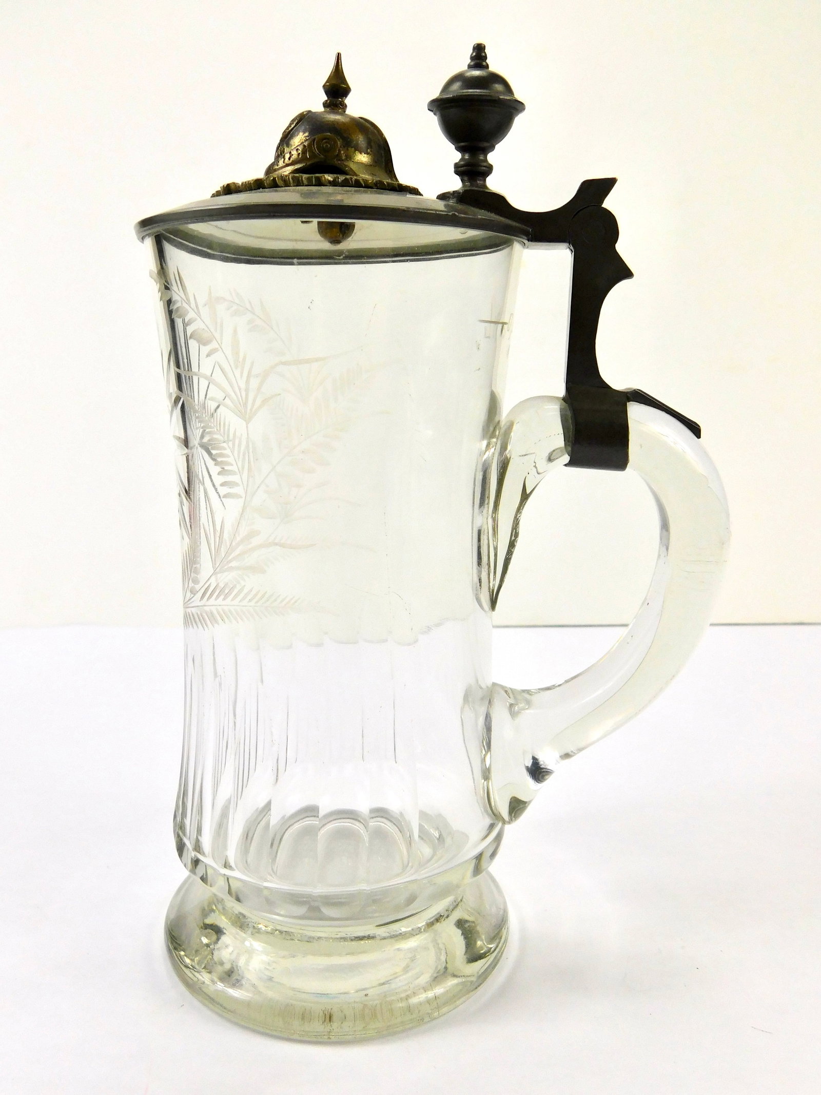 German Germany Prussian WW1 Glass Lidded Beer Stein Mug Cup (1 of 12)