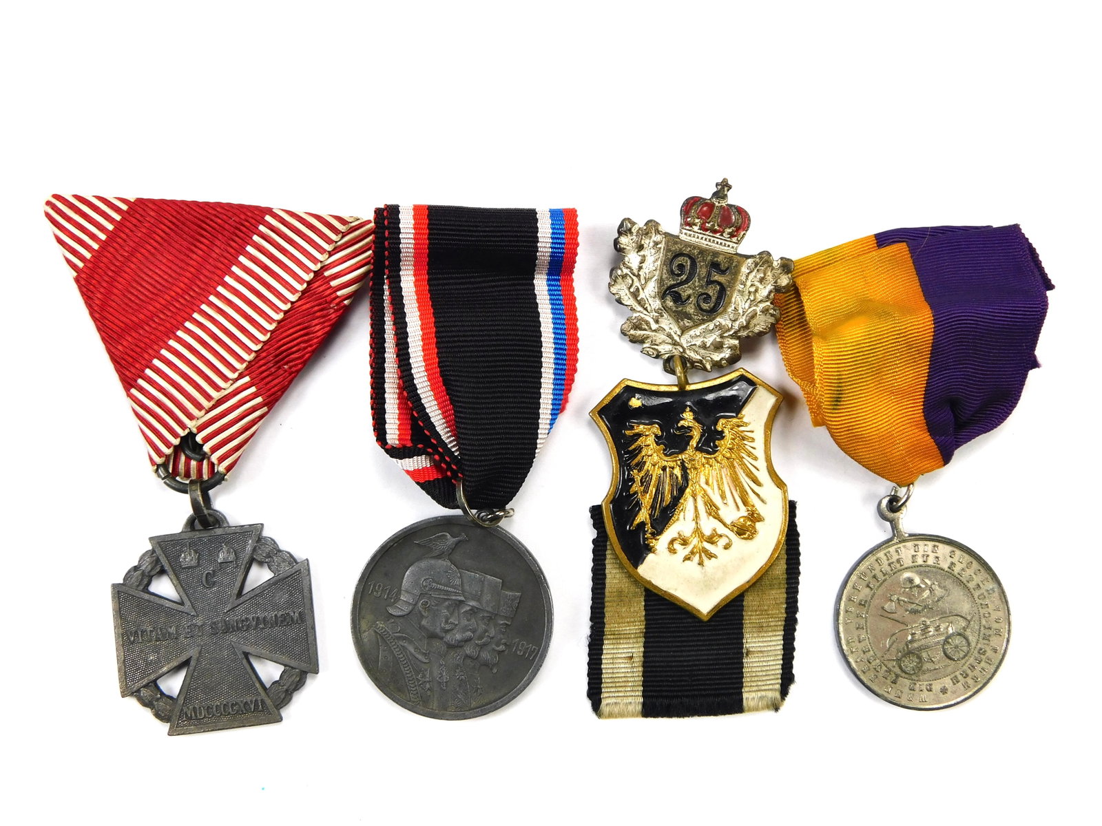 Antique German Austrian WW1 Set of 4 Medal Order Badge Award: In-House Shipping. German or Austrian WW1 Set of 4 Medals.