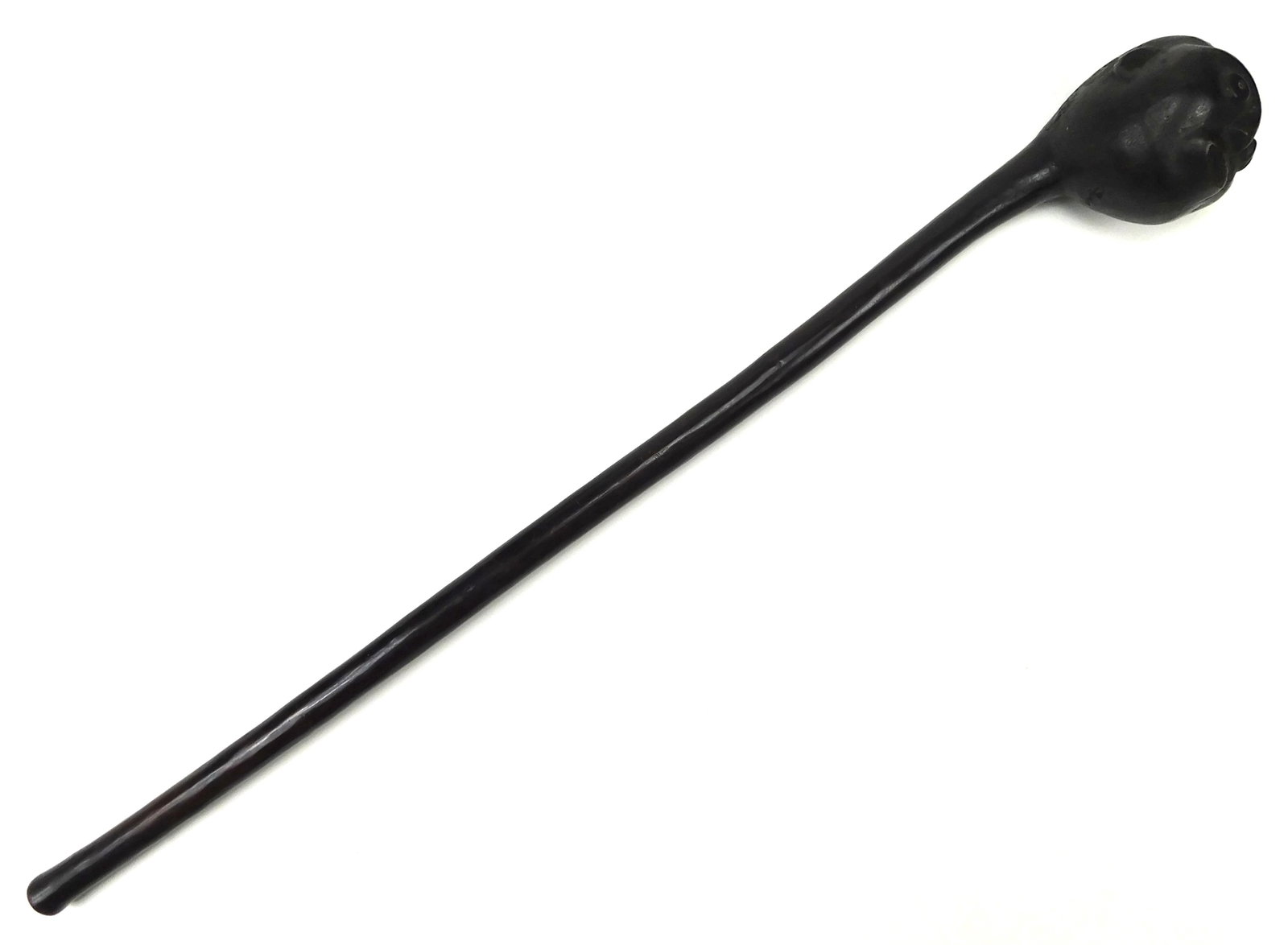 Antique Carved Wood Ball Head War Club Ceremonial Staff with Inlaid Eyes (1 of 10)
