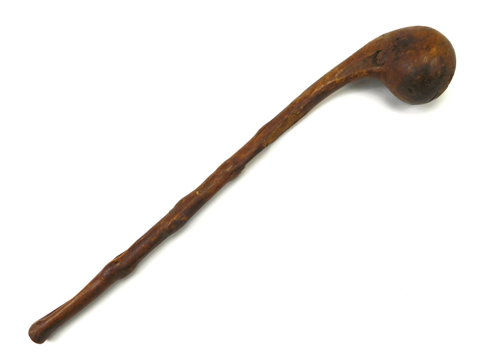 Antique East African Rungu Ball Head Wooden War Club: Antique East African style wooden ball headed war club, commonly known as a rungu. Traditional clubs of this general form were carried by several East African peoples, including the Maasai, and were u