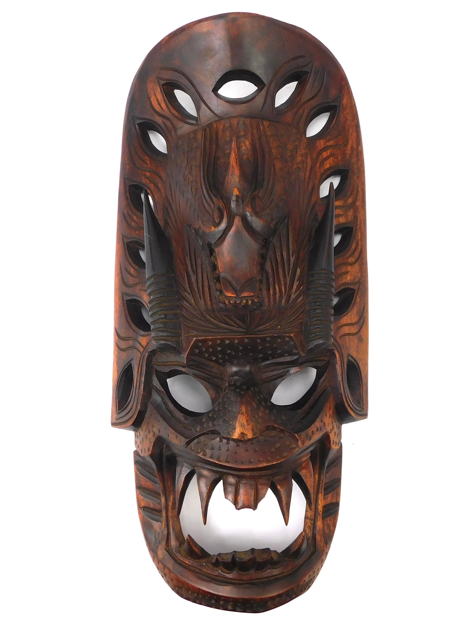 Large African Tribal Hand Carved Wood Deity Devil Mask: Large African Tribal Hand Carved Wood Deity Devil Mask. No international shipping for this item.