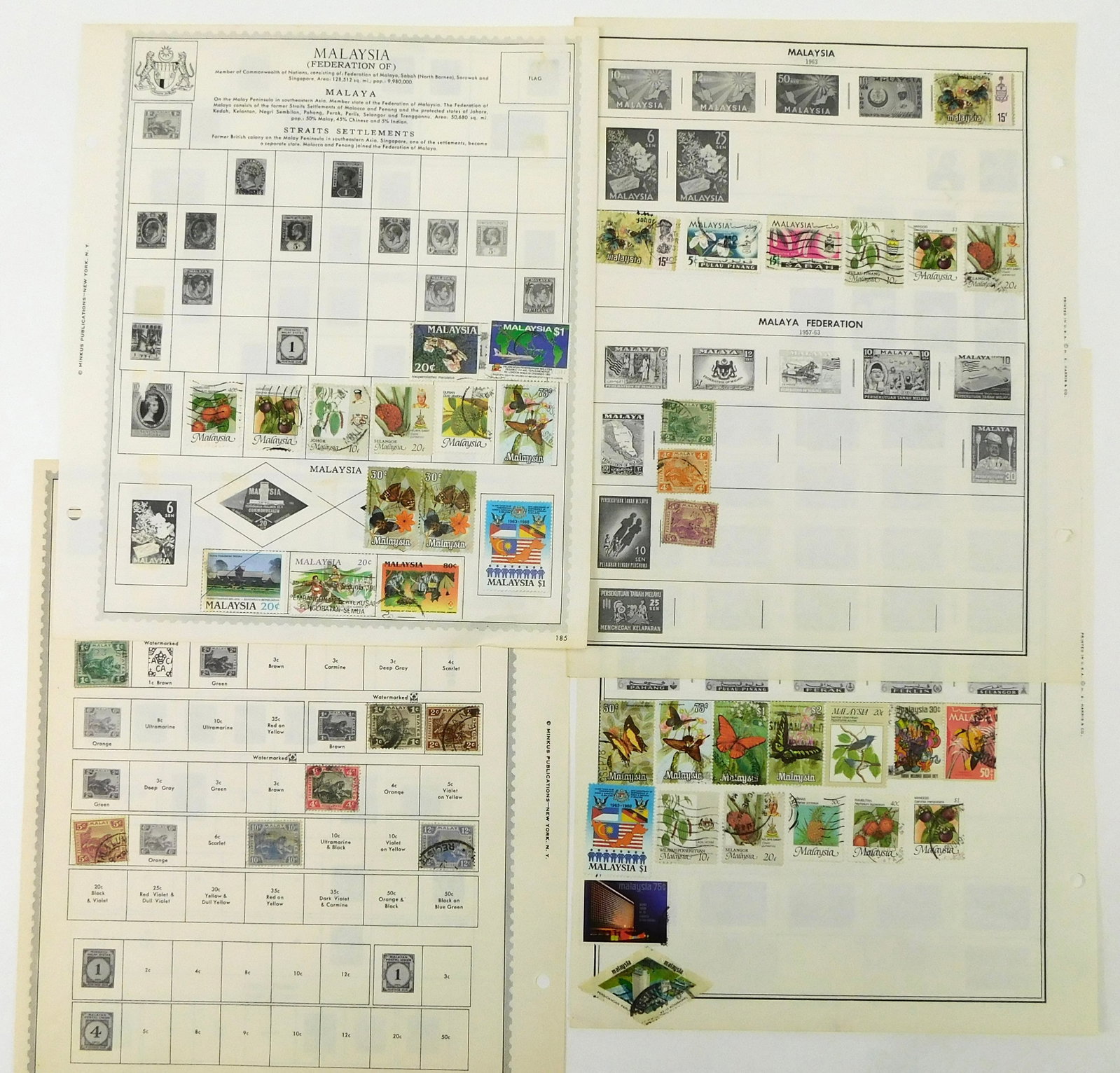 Malaysia Malaya Straits Settlements Stamp Collection Tigers Butterflies States (1 of 6)