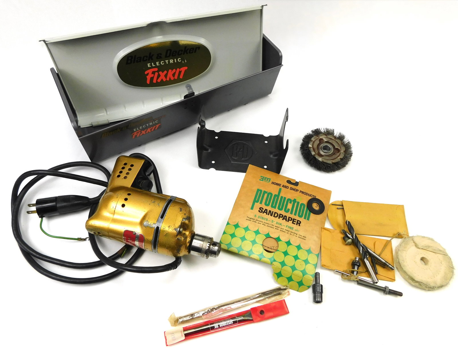 Vintage Black & Decker Electric Fix kit U-405 1/4" Utility Drill U-400 Case Accessories (1 of 6)