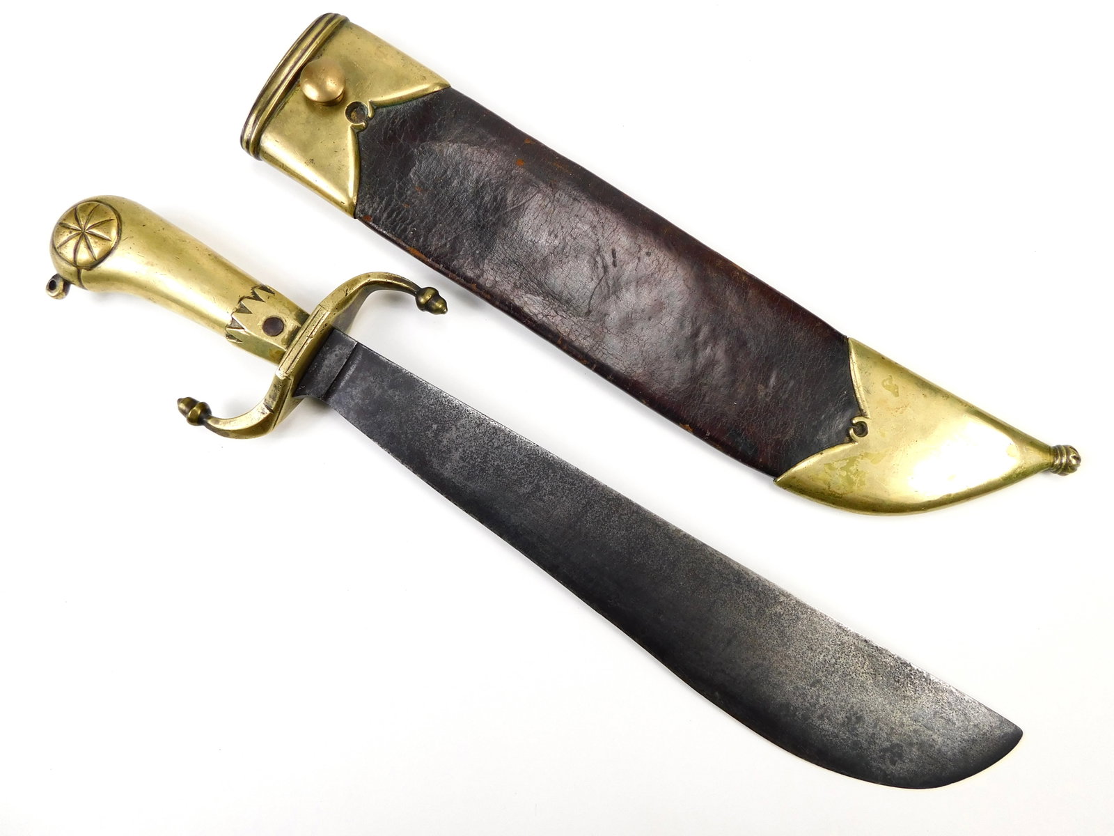 Antique German Germany 18 Century Huge Bowie Hunting Knife Short Sword w/ Scabbard (1 of 16)